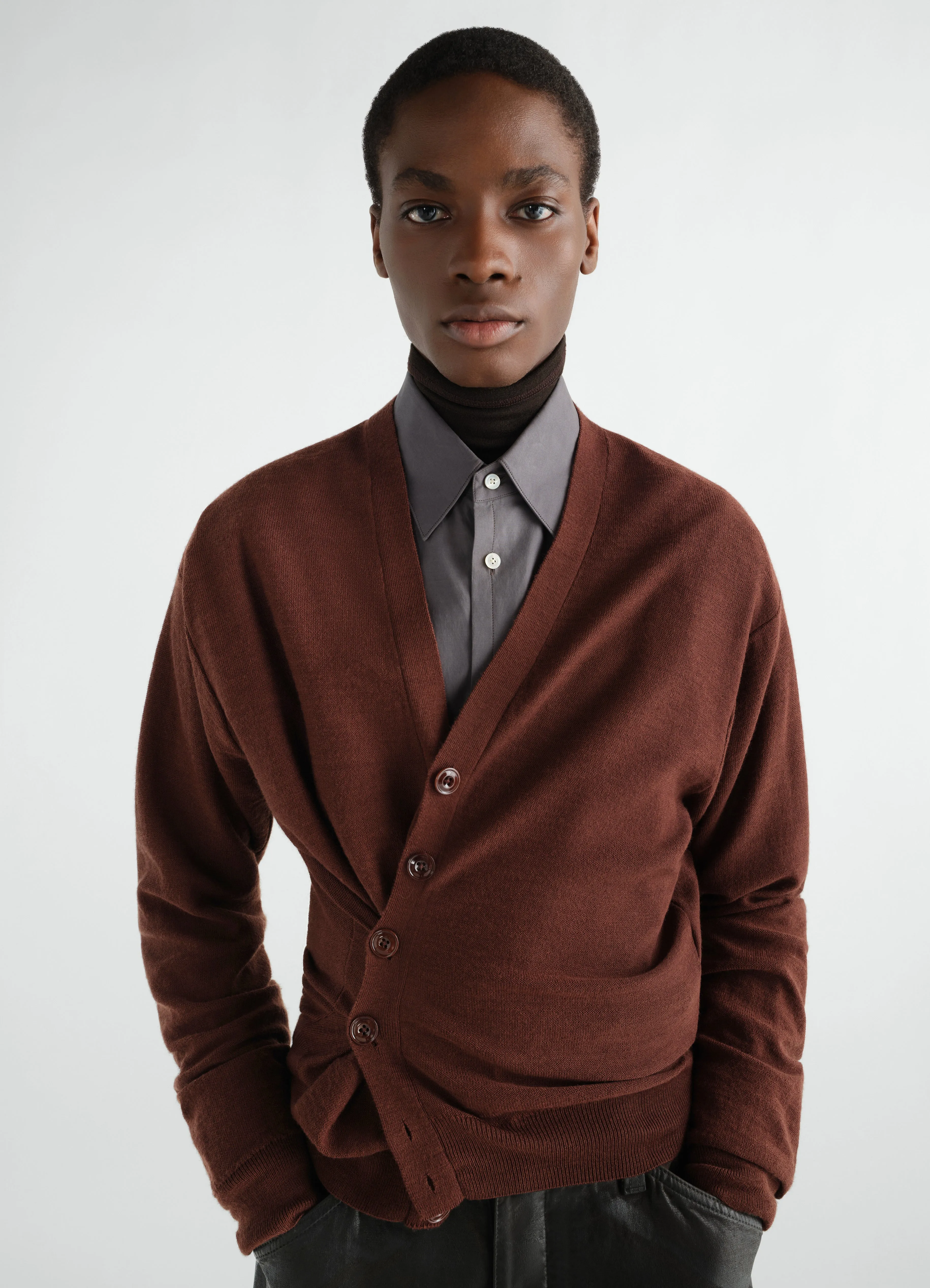 RELAXED TWISTED CARDIGAN IN MERINO BLEND sold by Lemaire product image thumbnail 3