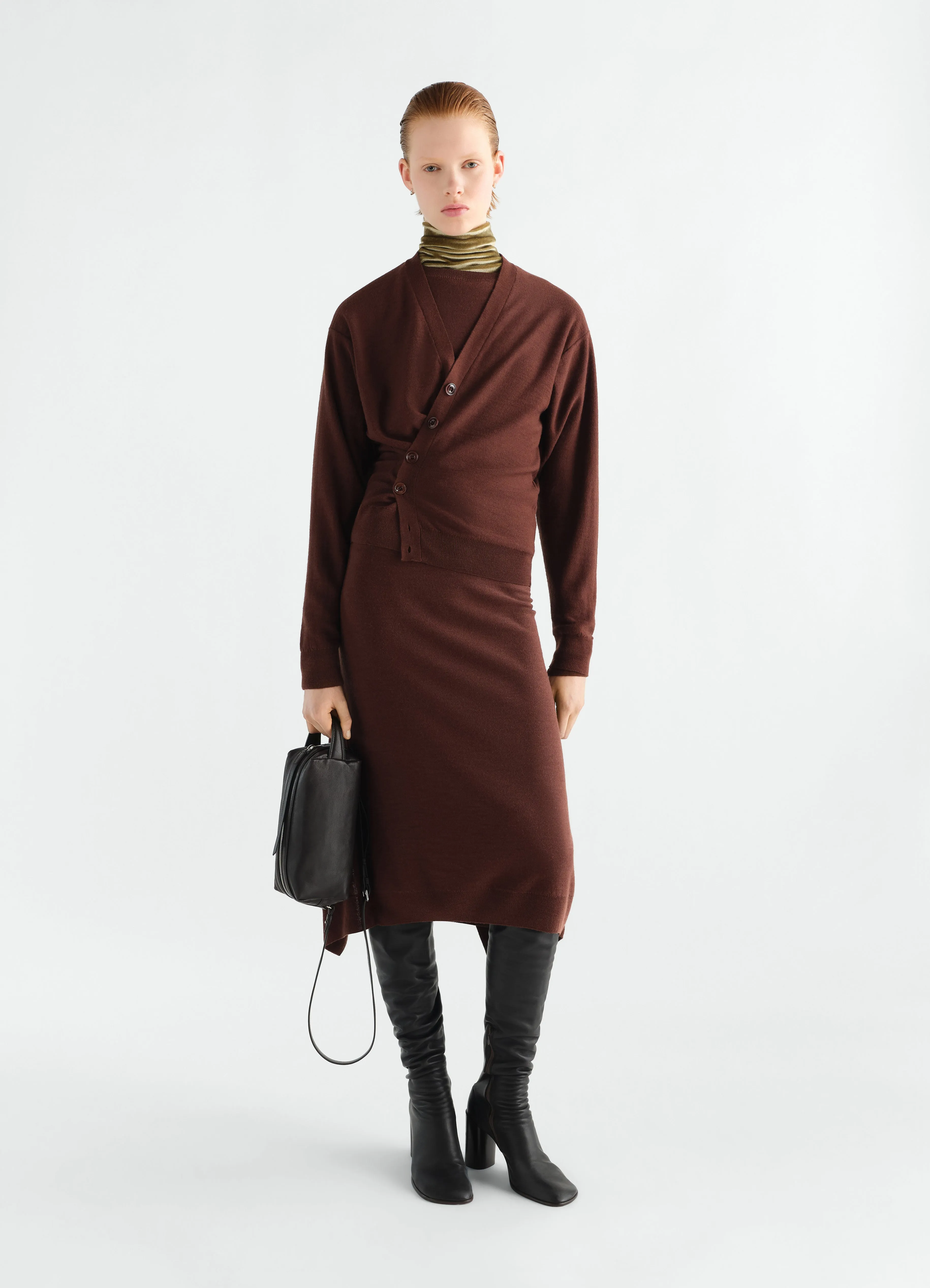 RELAXED TWISTED CARDIGAN IN MERINO BLEND sold by Lemaire product image thumbnail 4