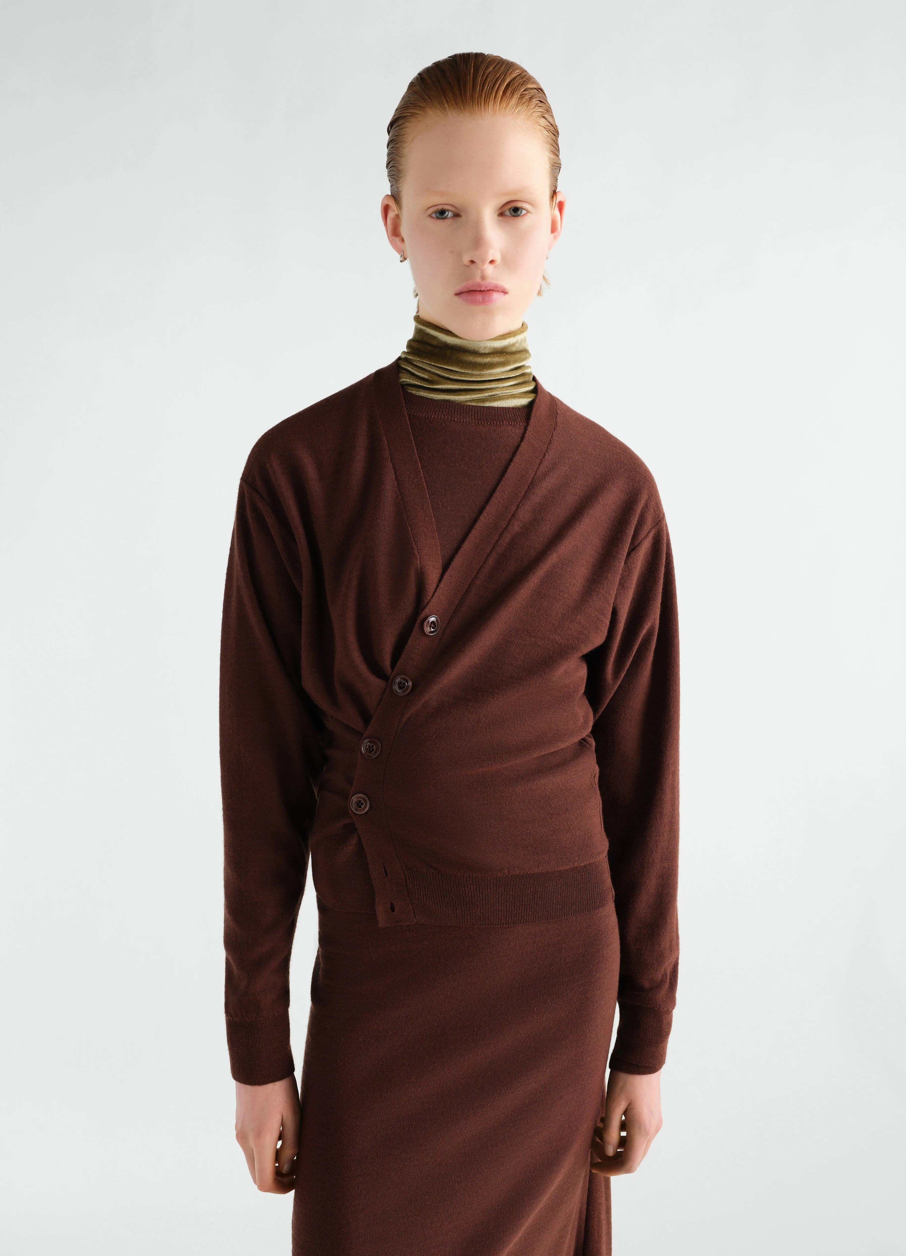 RELAXED TWISTED CARDIGAN IN MERINO BLEND sold by Lemaire product image thumbnail 2
