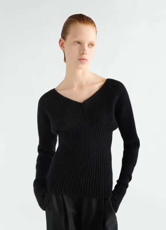 OFF-SHOULDER SWEATER IN WORSTED WOOL made by Lemaire