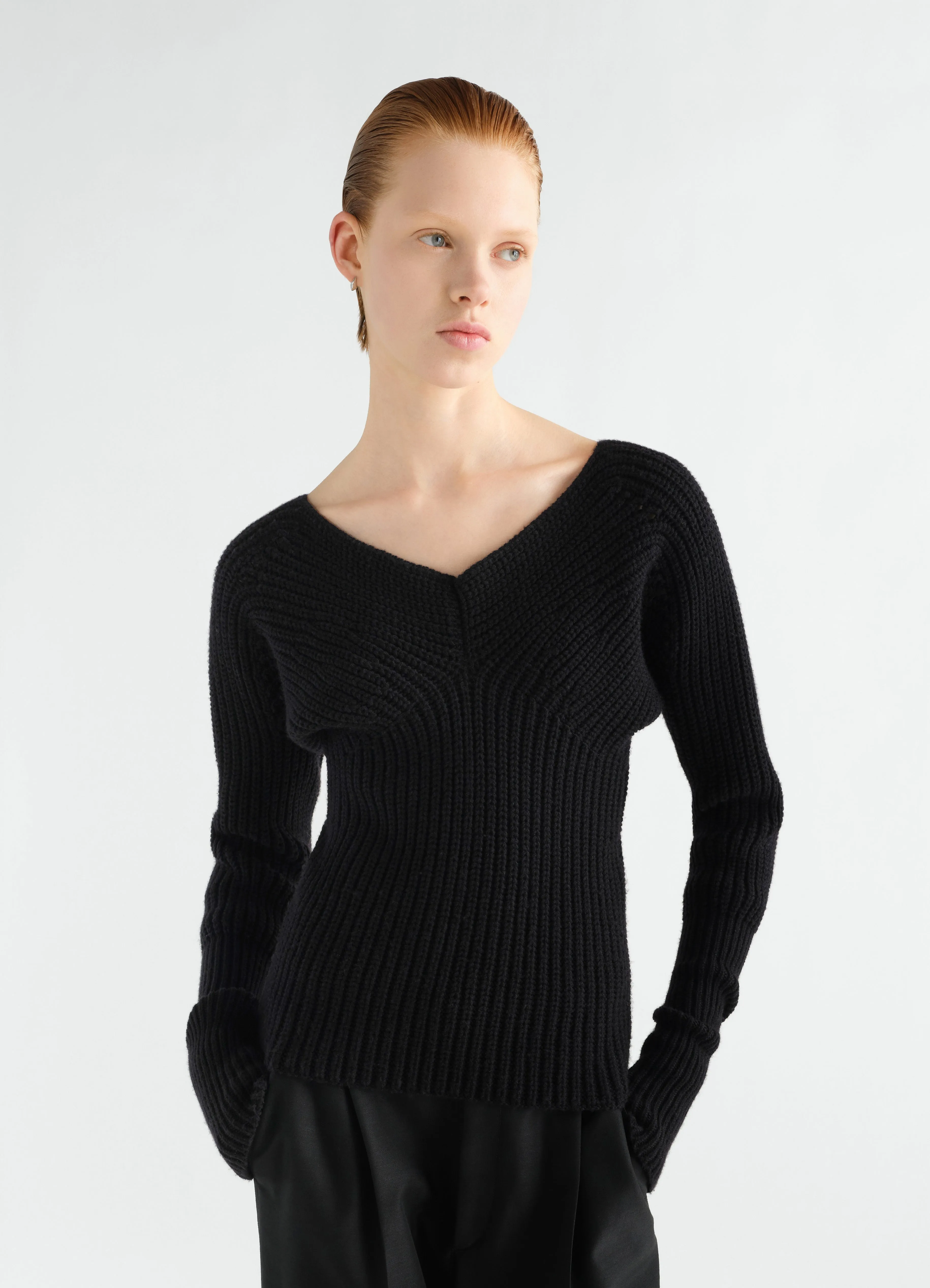 OFF-SHOULDER SWEATER IN WORSTED WOOL sold by Lemaire