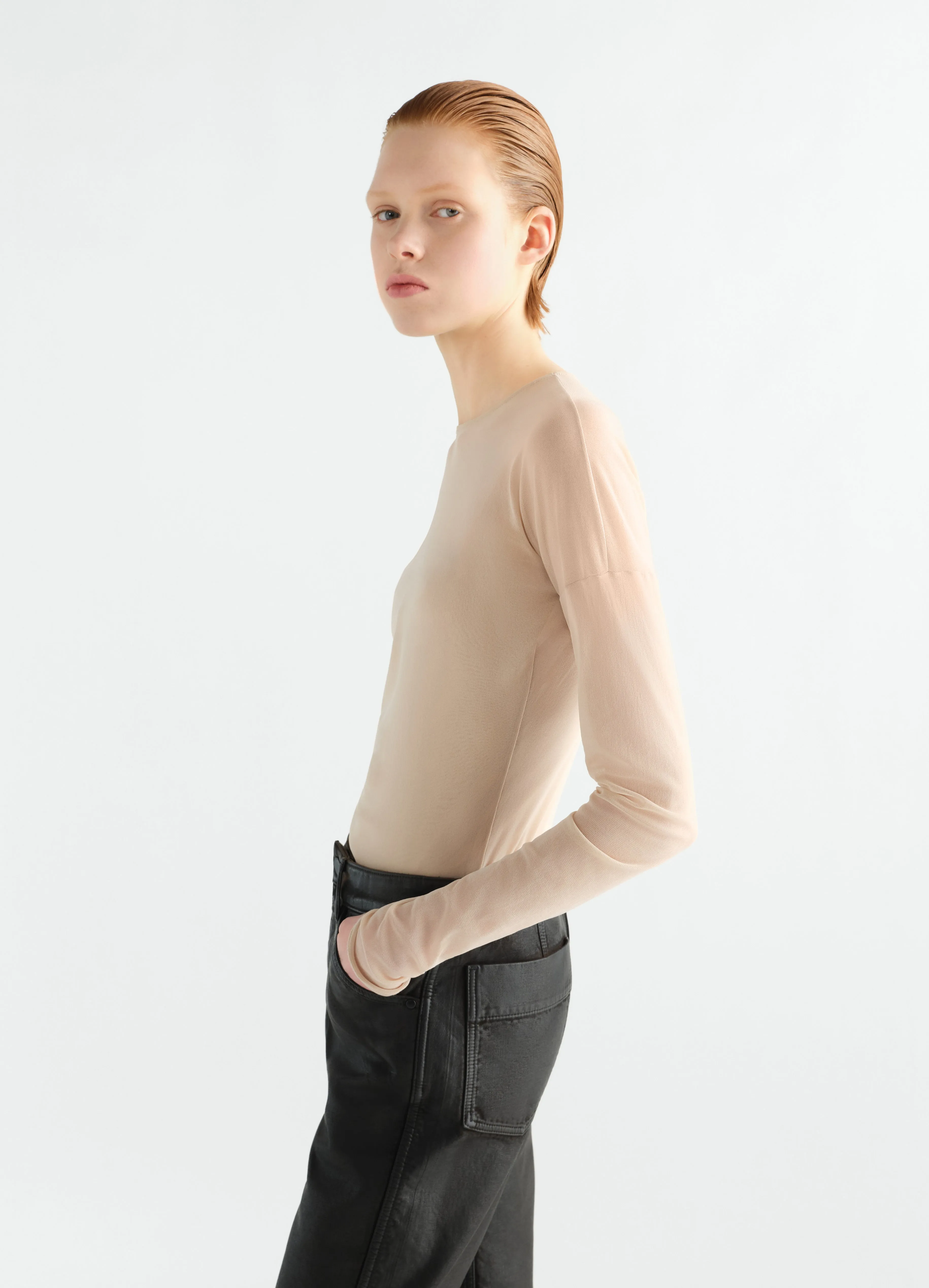 LONG-SLEEVE BALLERINA-STYLE TOP IN MESH JERSEY sold by Lemaire product image thumbnail 3