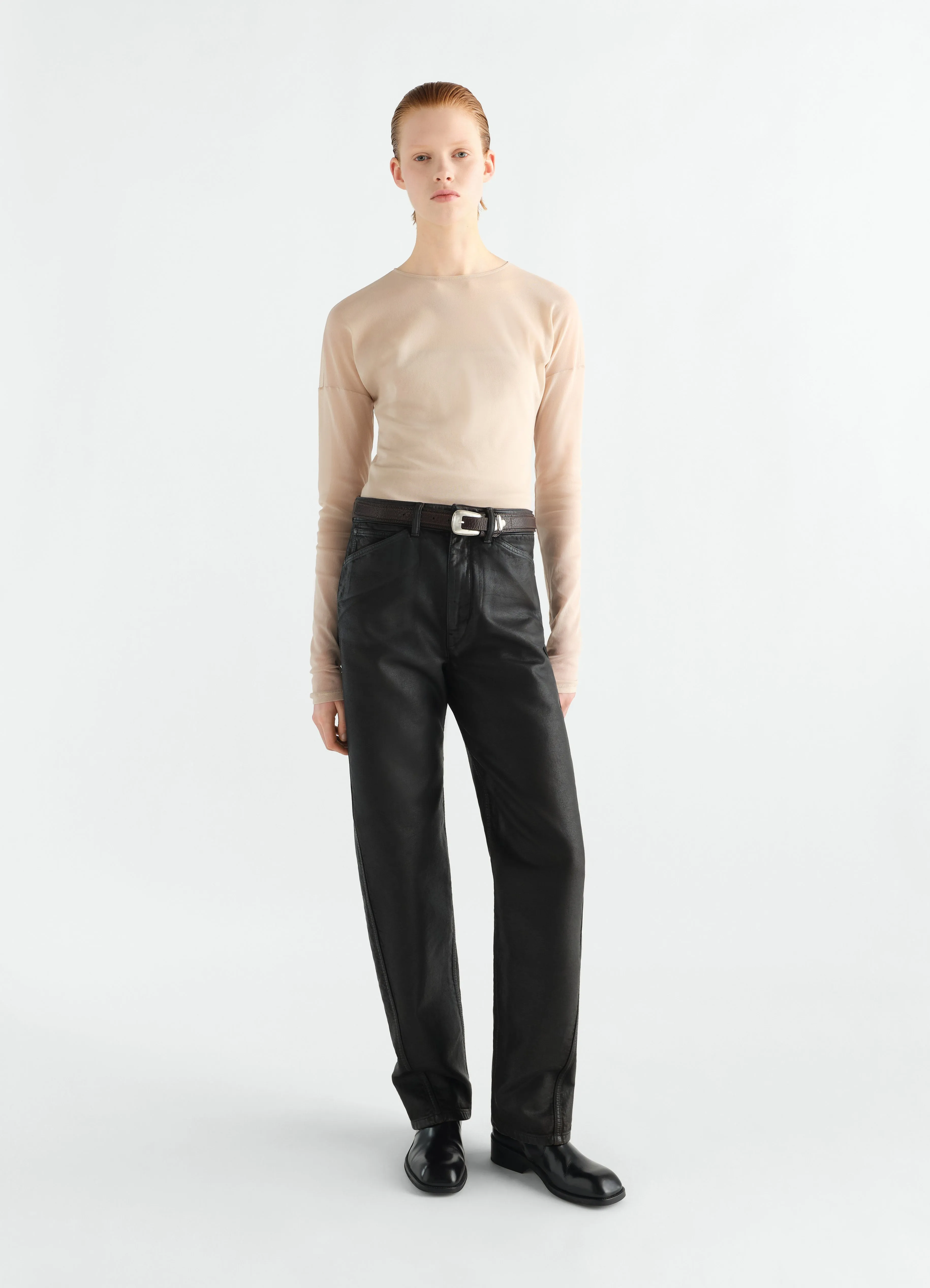 LONG-SLEEVE BALLERINA-STYLE TOP IN MESH JERSEY sold by Lemaire product image thumbnail 2