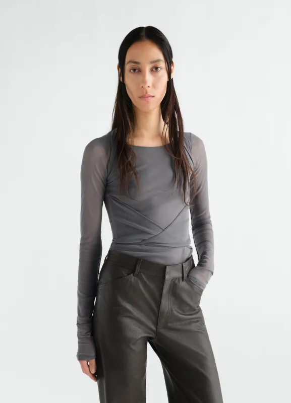 BALLERINA WRAP TOP IN MESH JERSEY made by Lemaire