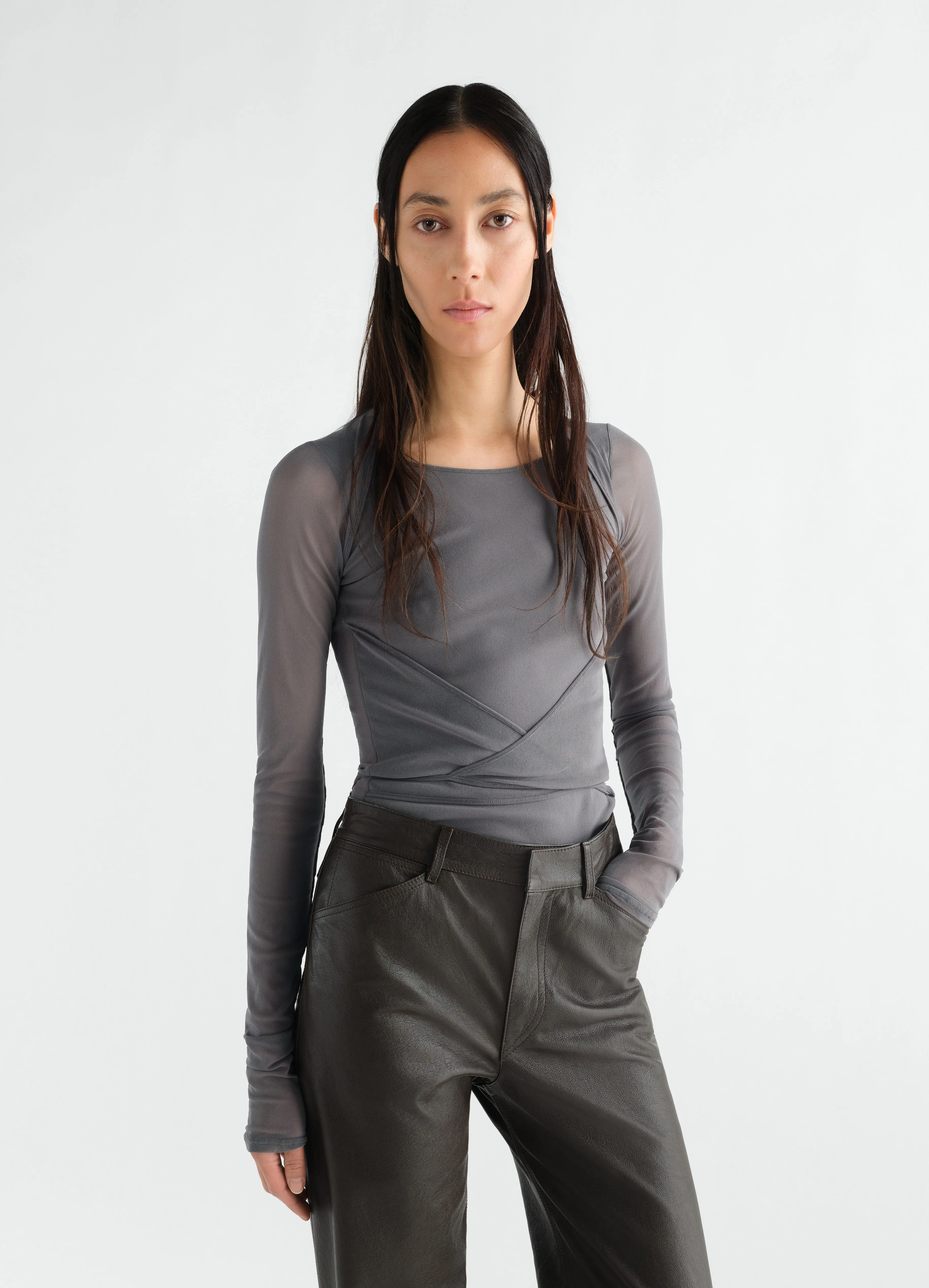 BALLERINA WRAP TOP IN MESH JERSEY sold by Lemaire