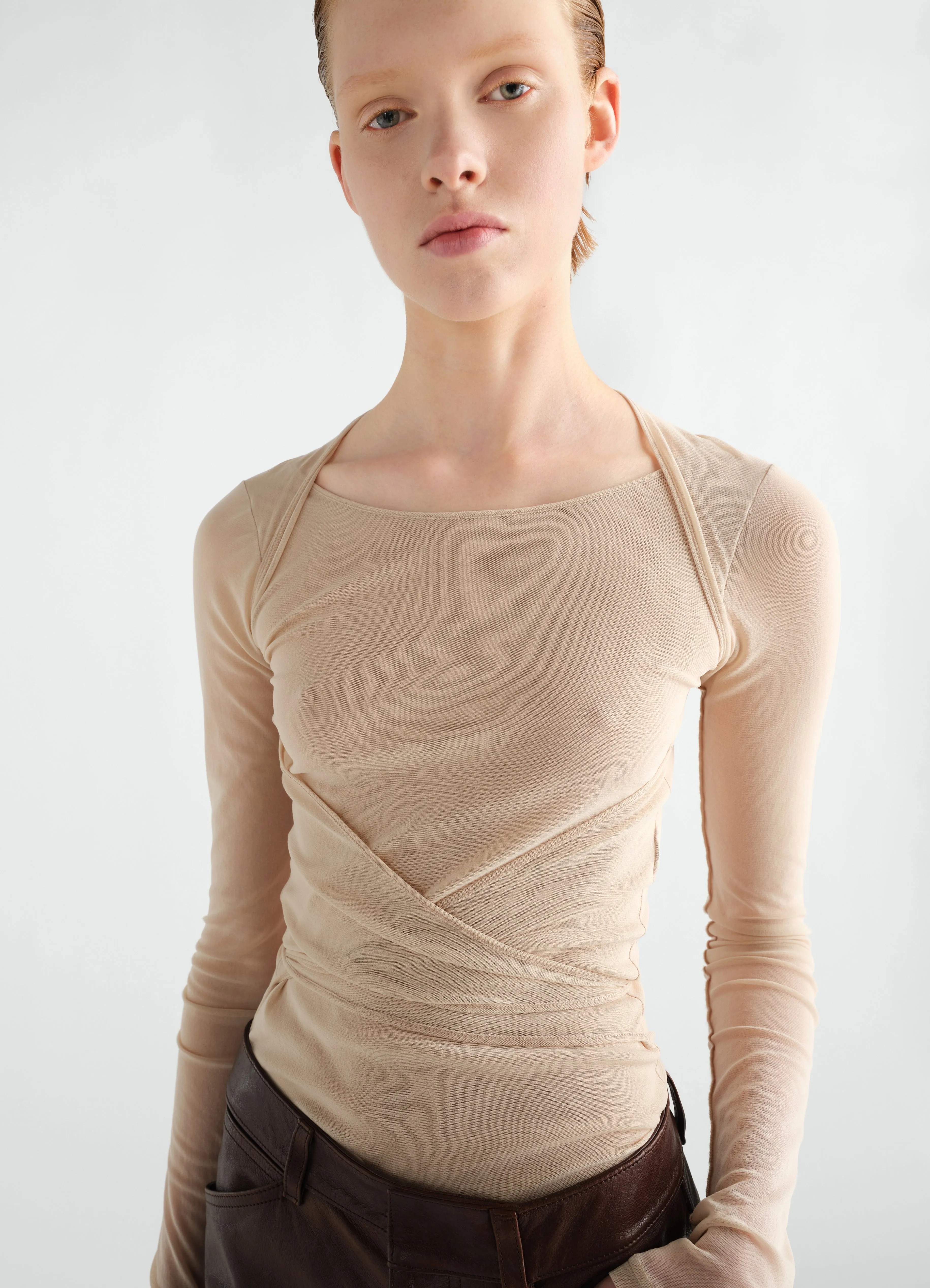 BALLERINA WRAP TOP IN MESH JERSEY sold by Lemaire product image thumbnail 4