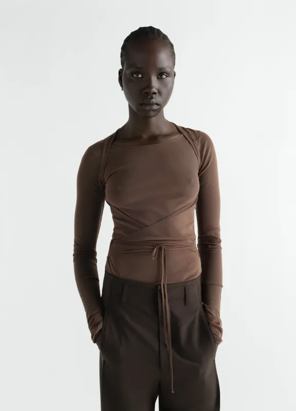 BALLERINA WRAP TOP IN MESH JERSEY made by Lemaire
