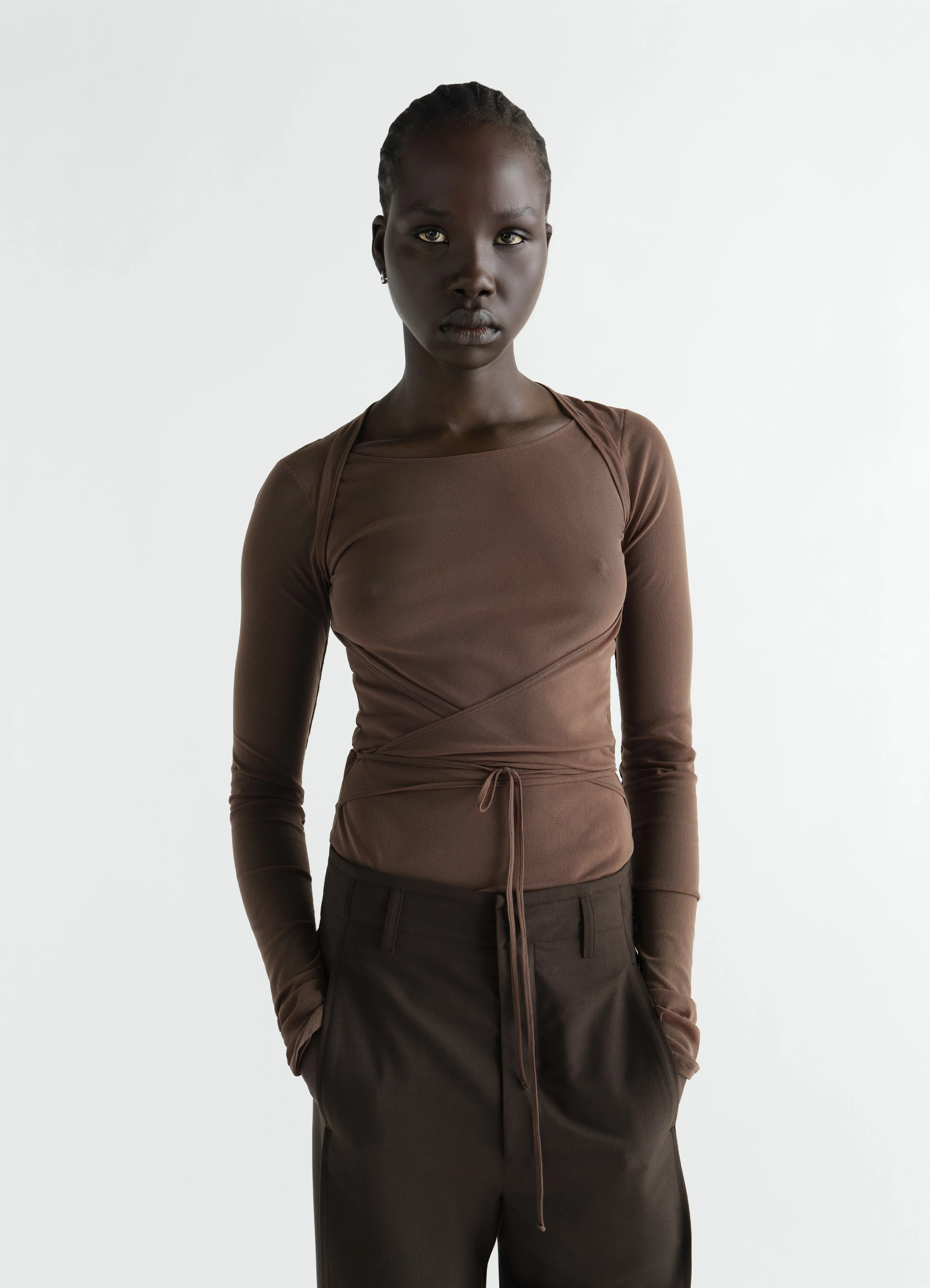 BALLERINA WRAP TOP IN MESH JERSEY sold by Lemaire