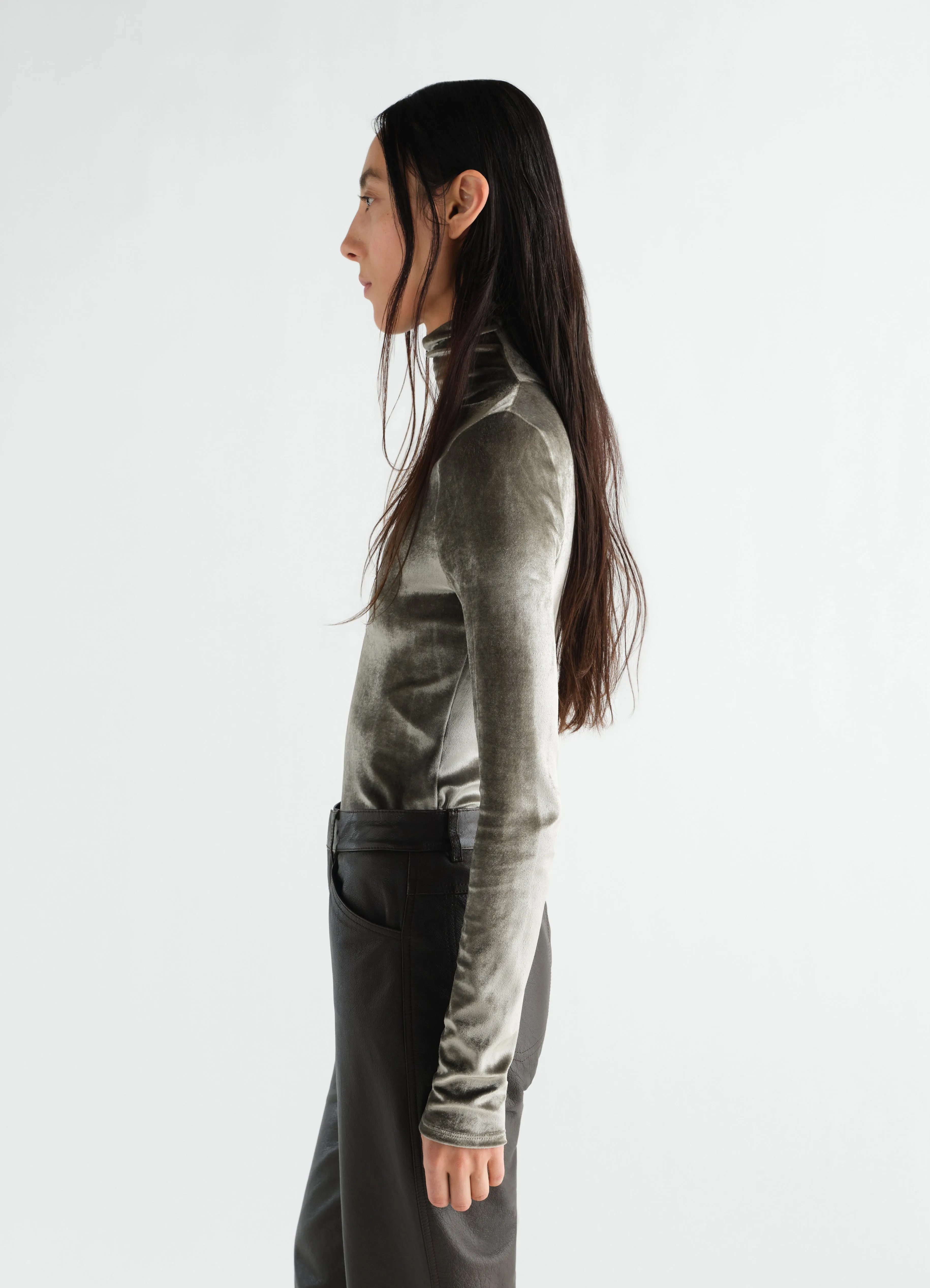 FITTED STAND-COLLAR TOP IN VELVET JERSEY sold by Lemaire product image thumbnail 3