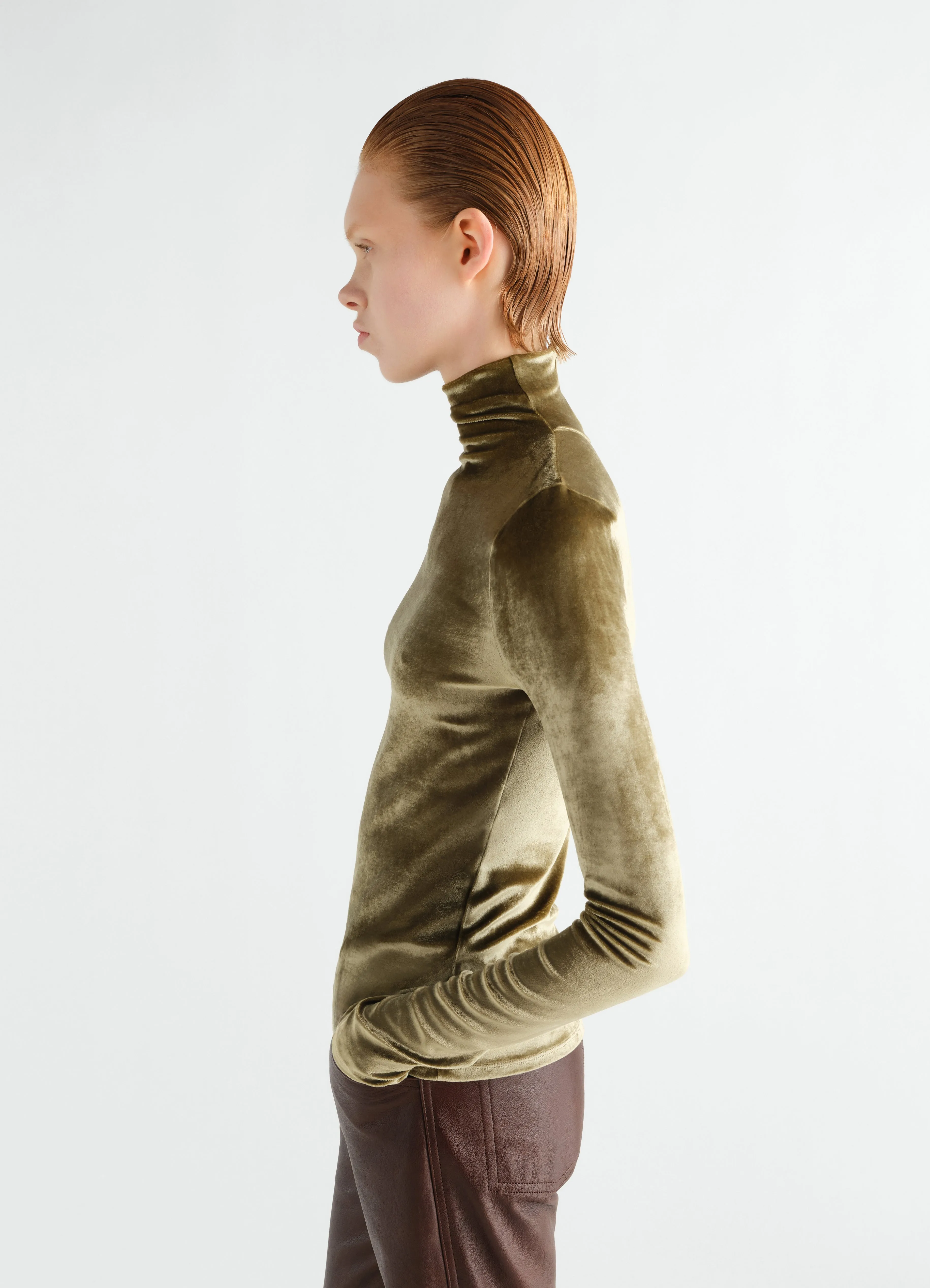 FITTED STAND-COLLAR TOP IN VELVET JERSEY sold by Lemaire product image thumbnail 3