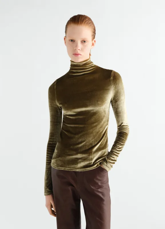 FITTED STAND-COLLAR TOP IN VELVET JERSEY made by Lemaire
