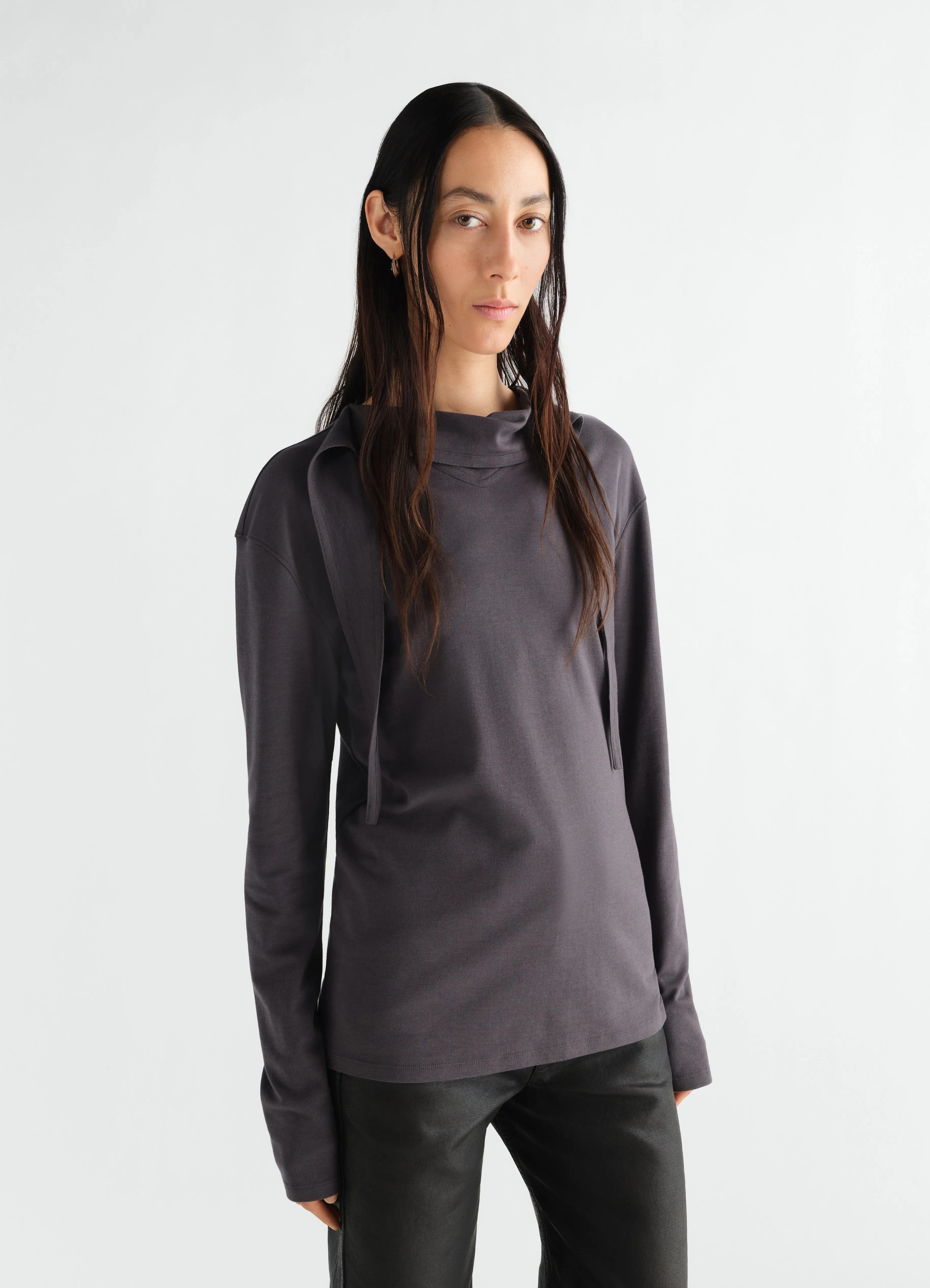 LONG-SLEEVE SCARF TOP IN SILKY JERSEY CREPE sold by Lemaire