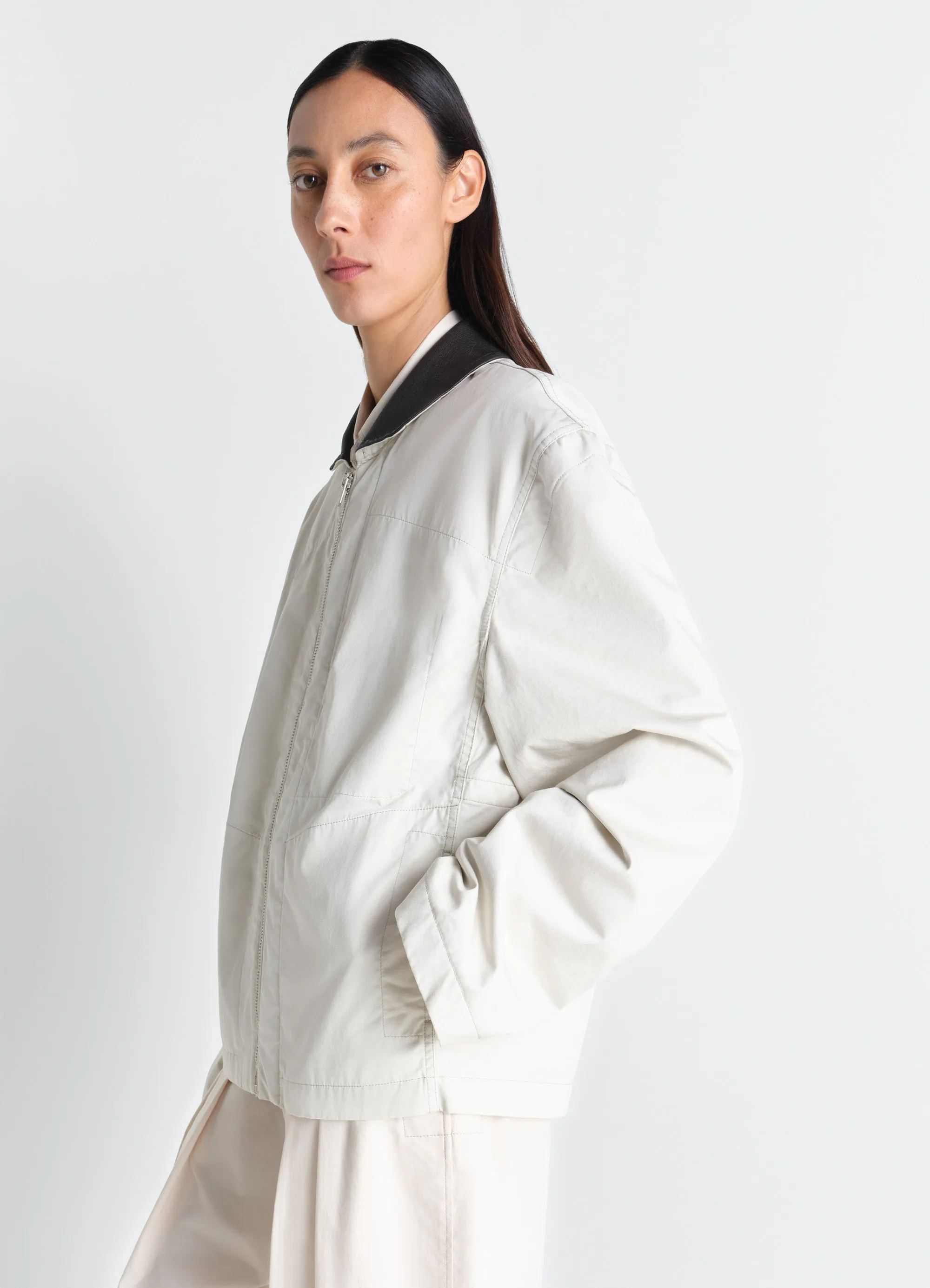 LEATHER COLLAR BLOUSON IN COTTON TWILL sold by Lemaire product image thumbnail 3
