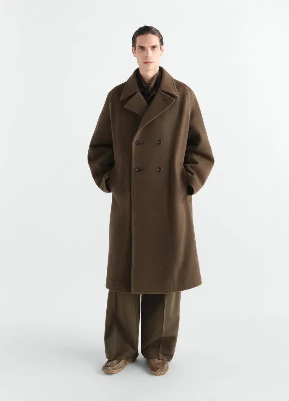 DOUBLE-BREASTED COAT IN FELTED WOOL AND ALPACA BLEND made by Lemaire