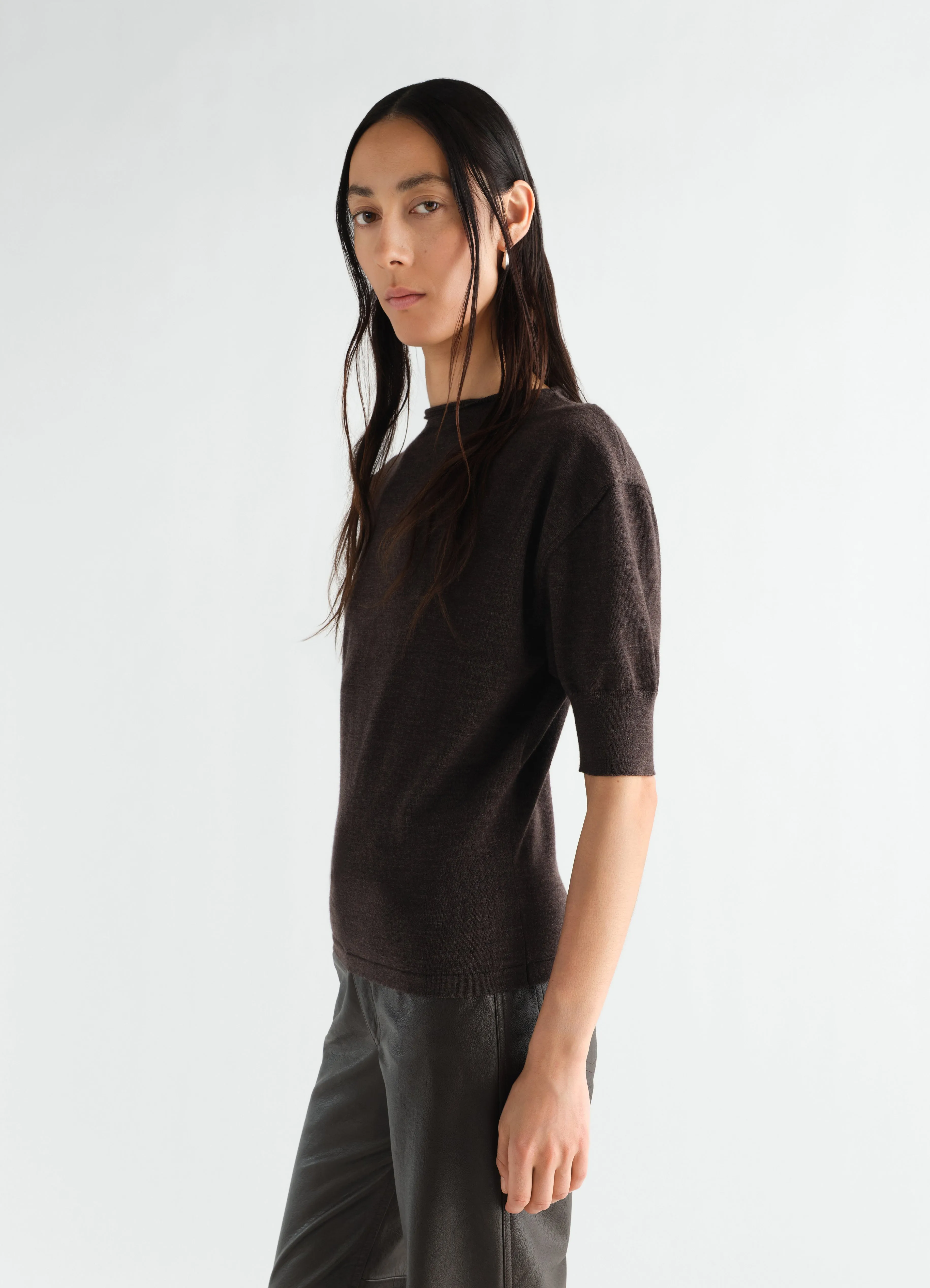 SHORT-SLEEVE SWEATER IN FINE MERINO WOOL sold by Lemaire product image thumbnail 3