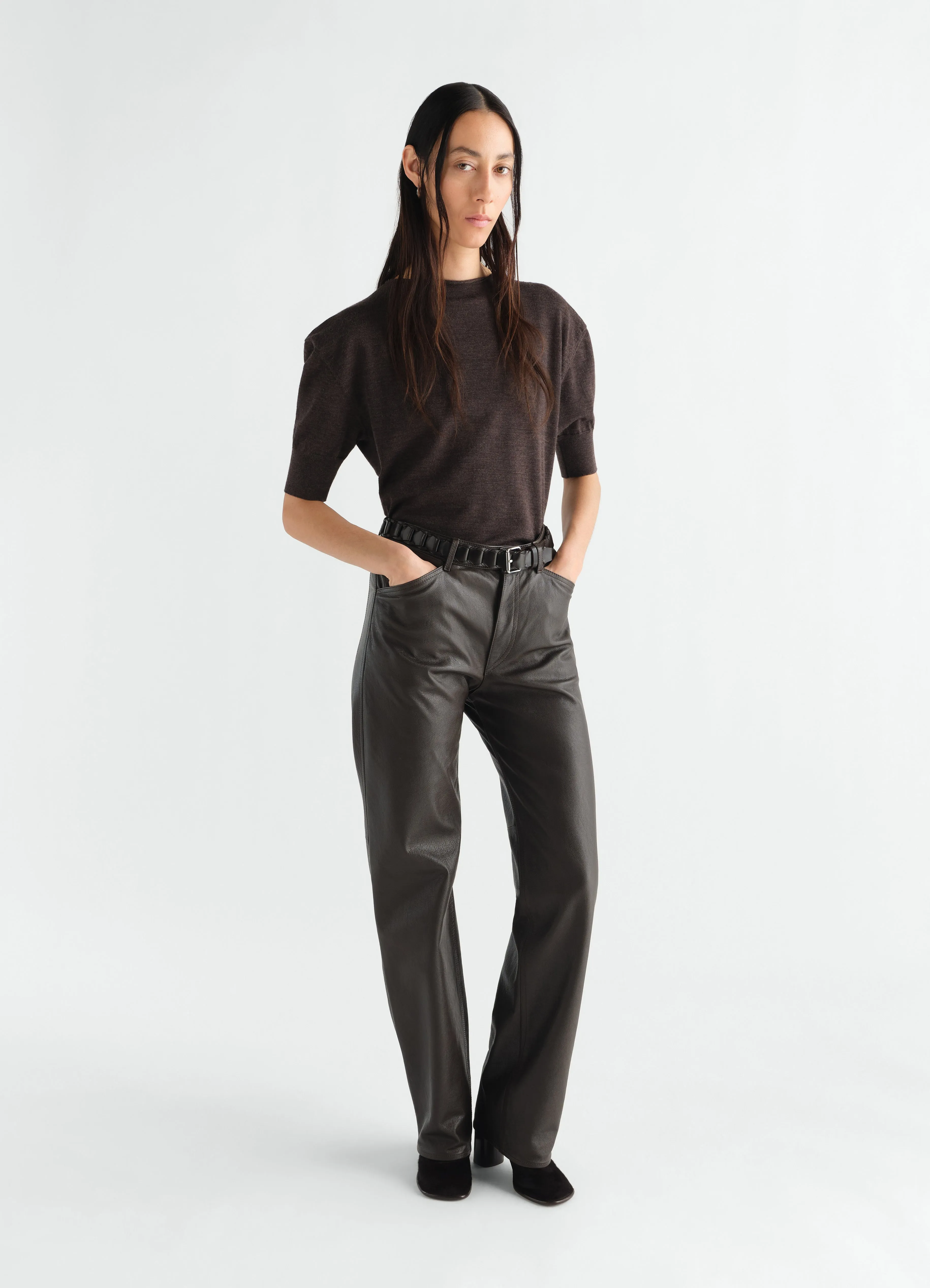 SHORT-SLEEVE SWEATER IN FINE MERINO WOOL sold by Lemaire product image thumbnail 2