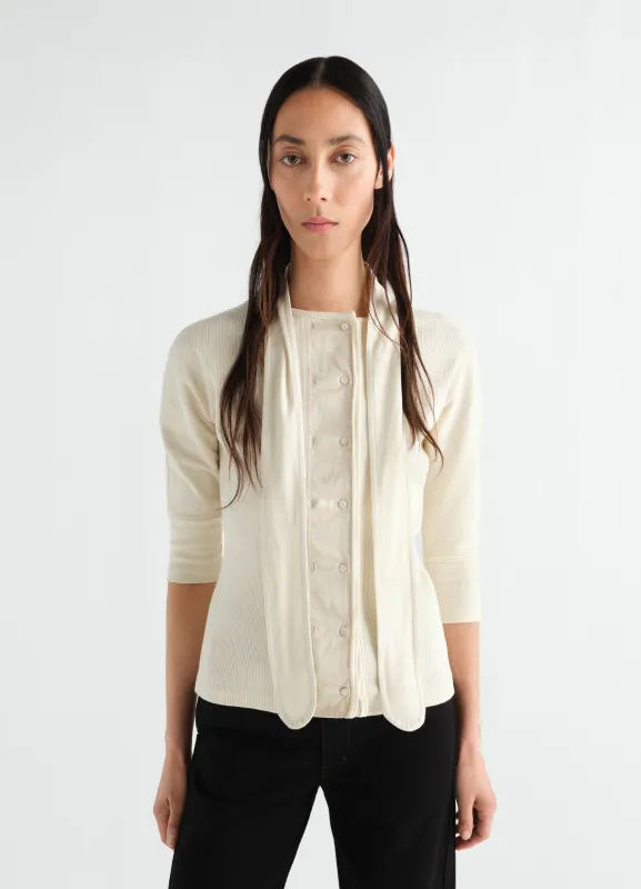 ASCOT T-SHIRT IN LINEN AND COTTON RIBBED JERSEY made by Lemaire