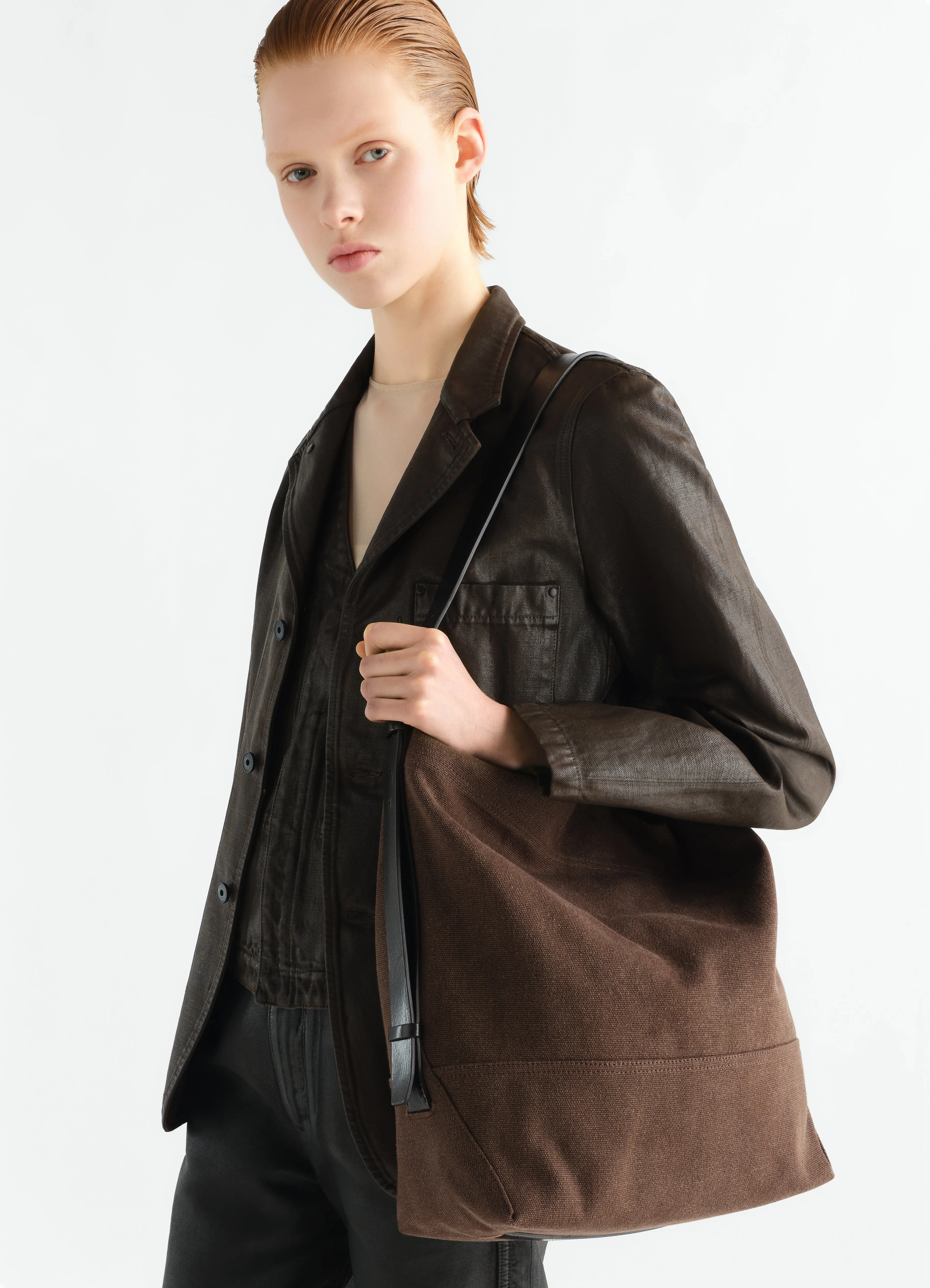 BELTED TOTE BAG IN HEAVY ECO COTTON CANVAS sold by Lemaire