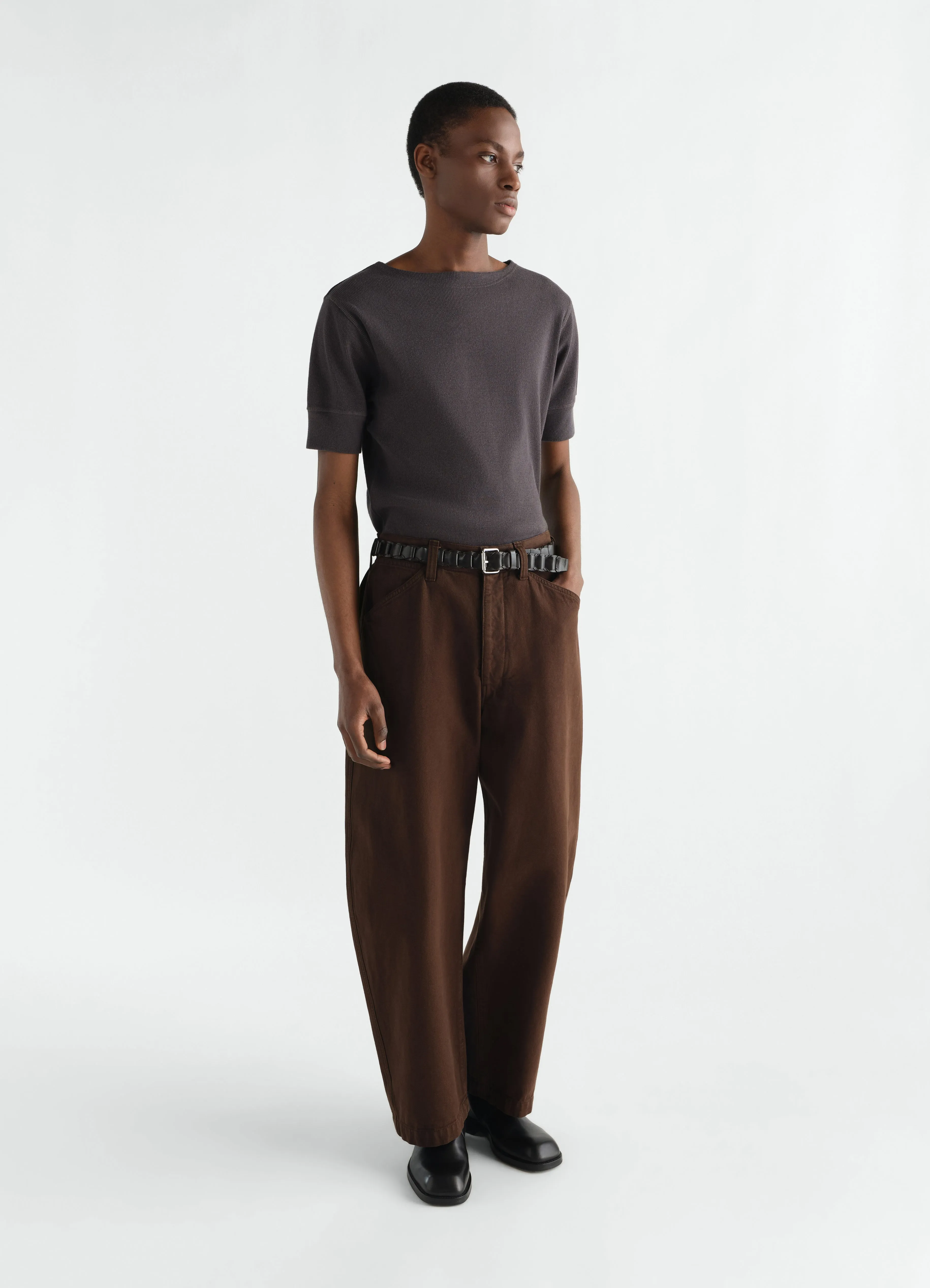 BOAT-NECK T-SHIRT IN LINEN AND COTTON RIBBED JERSEY sold by Lemaire product image thumbnail 2