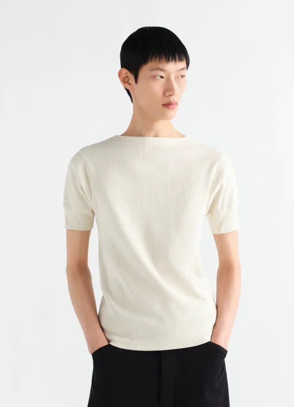 BOAT-NECK T-SHIRT IN LINEN AND COTTON RIBBED JERSEY made by Lemaire