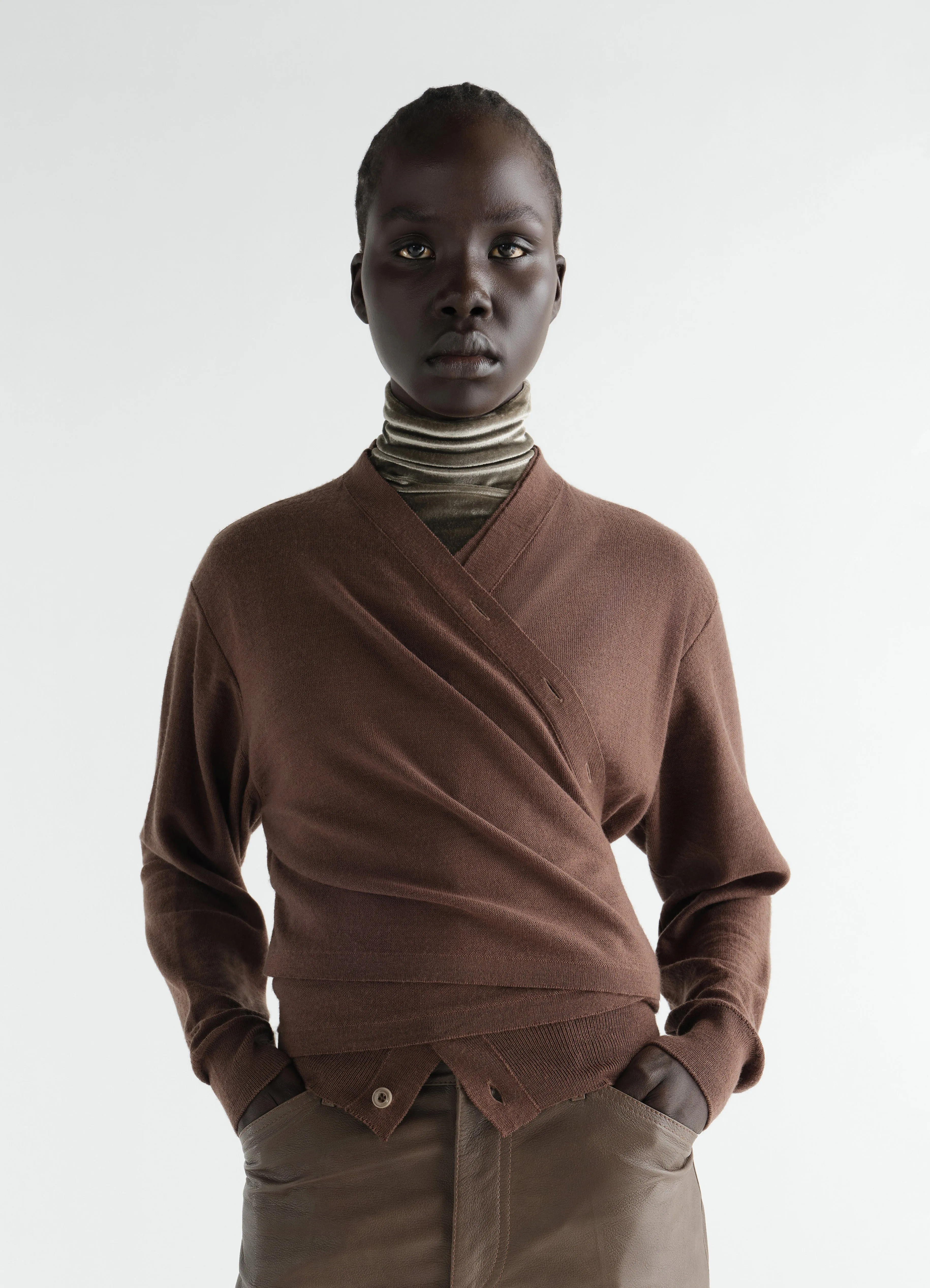 TROMPE-L’ŒIL CARDIGAN IN MERINO WOOL BLEND sold by Lemaire