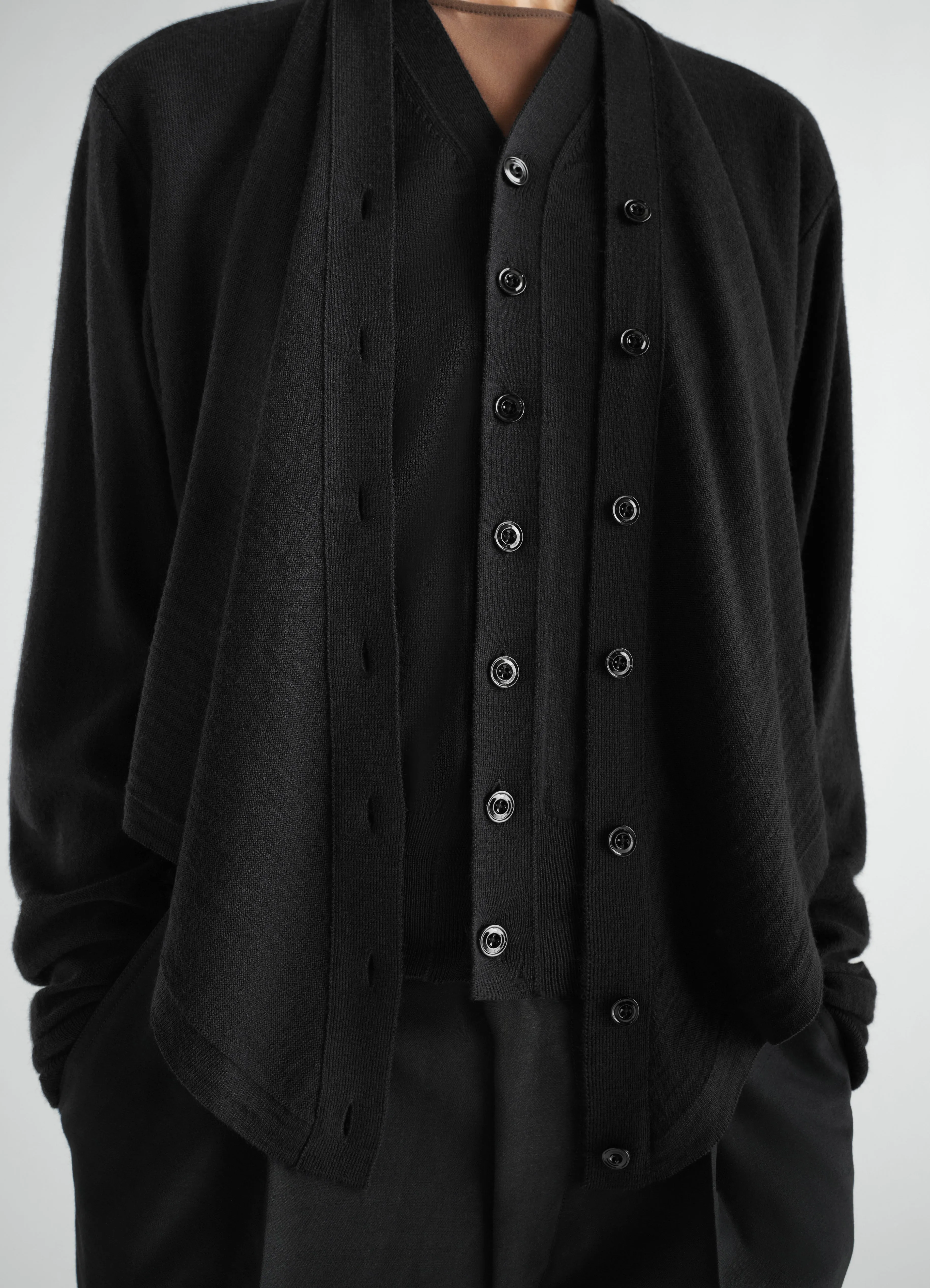 TROMPE-L’ŒIL CARDIGAN IN MERINO WOOL BLEND sold by Lemaire product image thumbnail 4