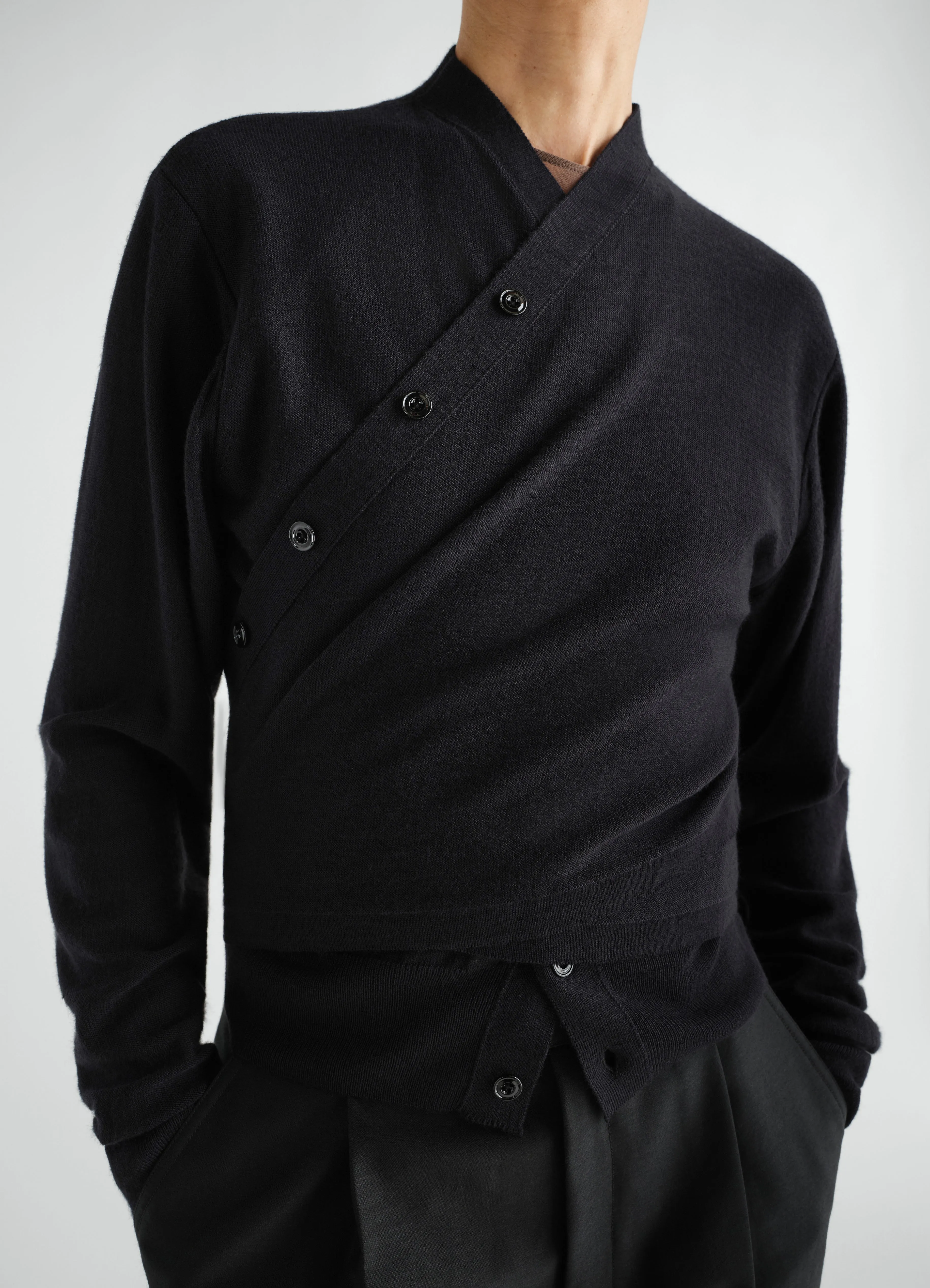 TROMPE-L’ŒIL CARDIGAN IN MERINO WOOL BLEND sold by Lemaire product image thumbnail 5