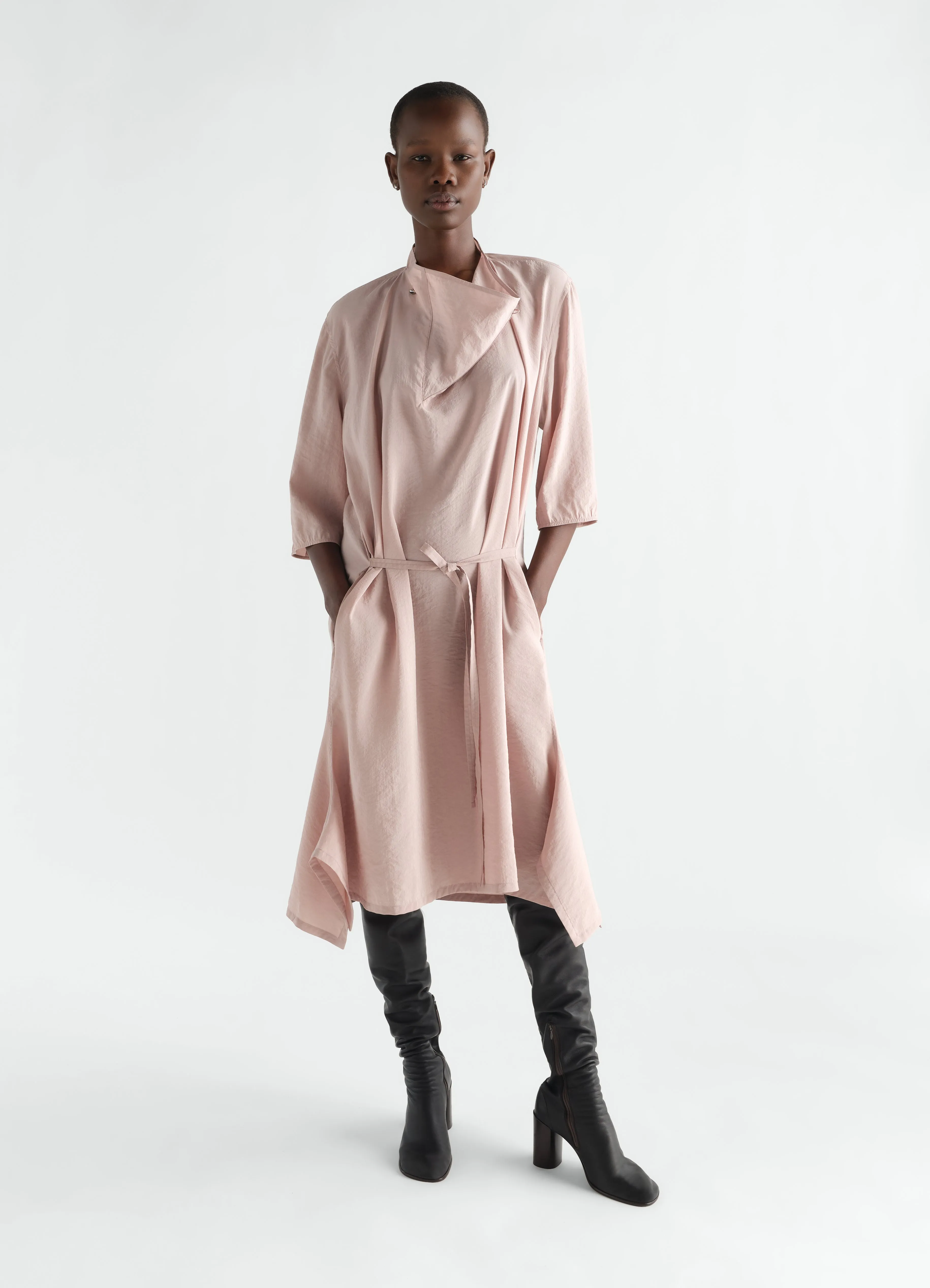 SOFT-COLLAR DRESS IN DRY SILK sold by Lemaire