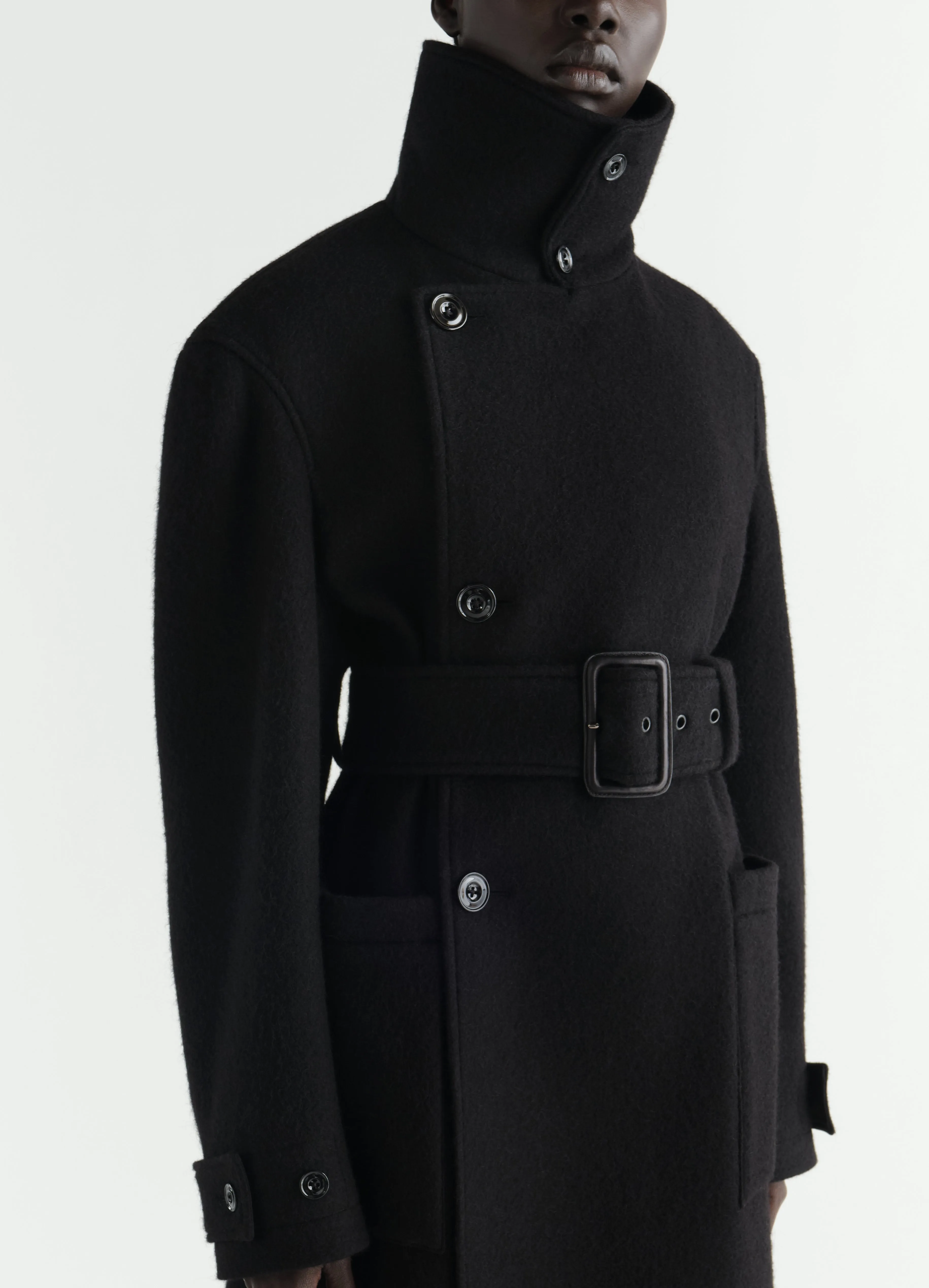 FITTED WRAP COAT IN FELTED WOOL AND ALPACA BLEND sold by Lemaire product image thumbnail 3