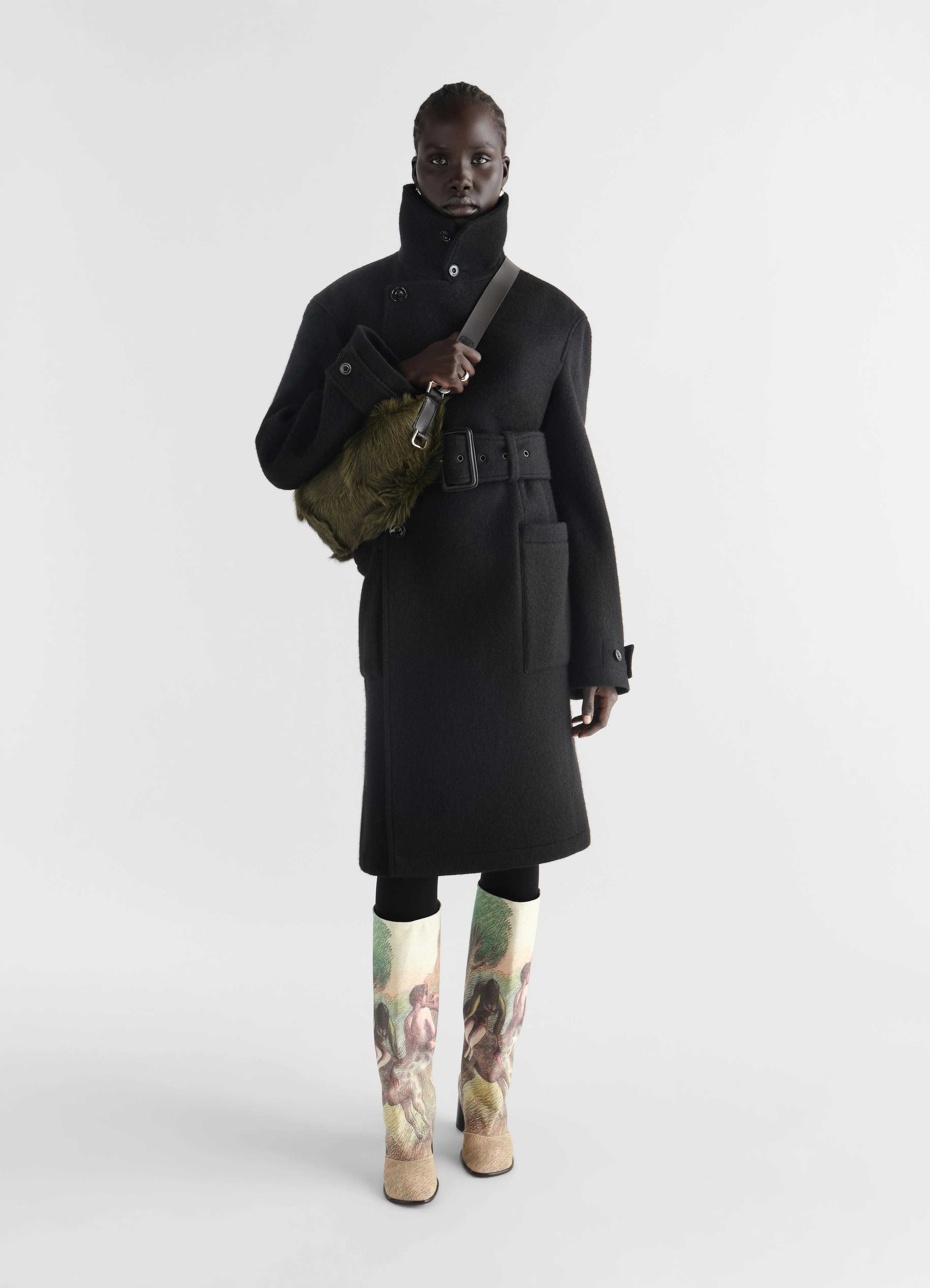 FITTED WRAP COAT IN FELTED WOOL AND ALPACA BLEND sold by Lemaire