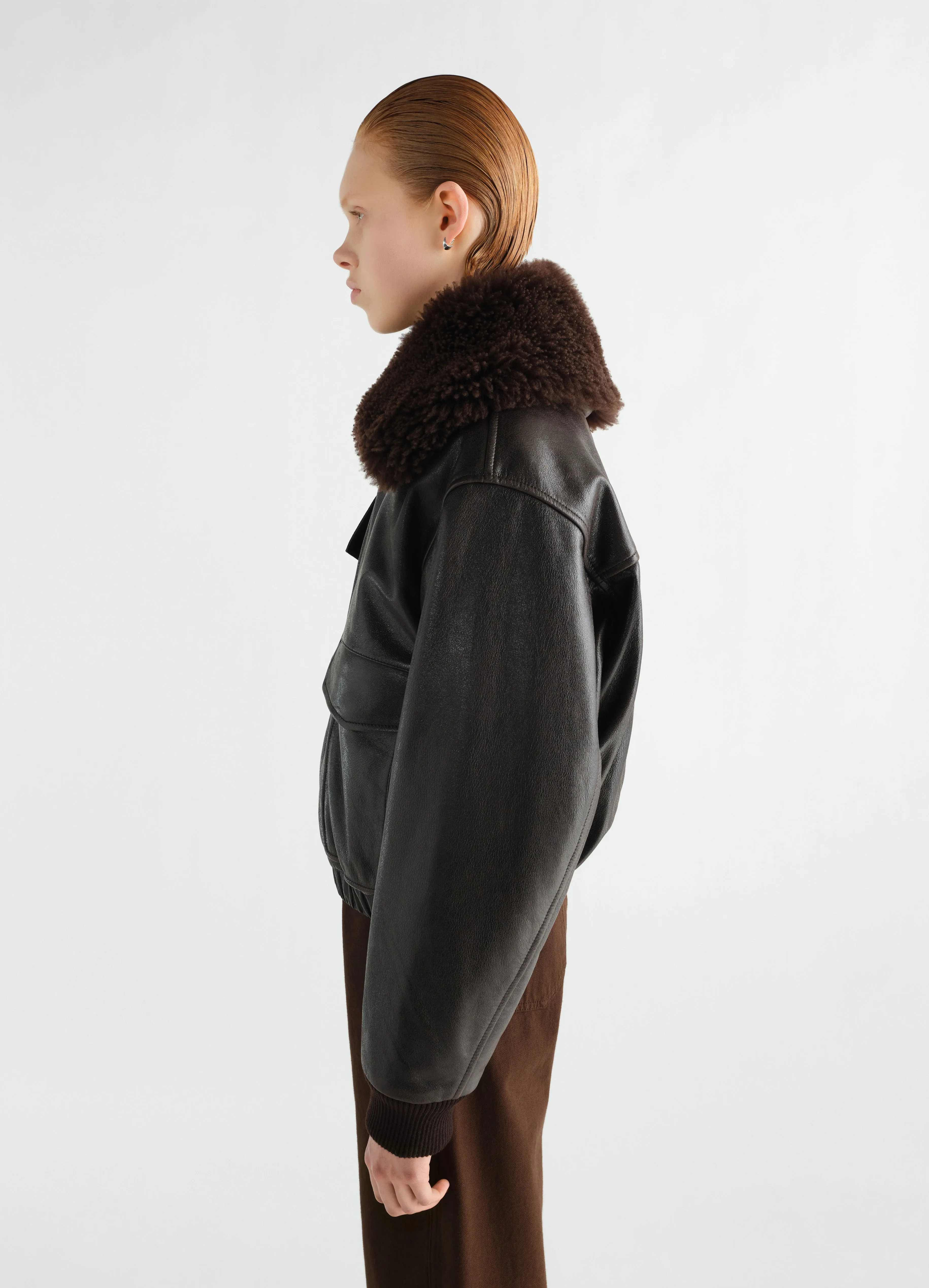 AVIATOR BLOUSON IN SHINY LEATHER sold by Lemaire product image thumbnail 4