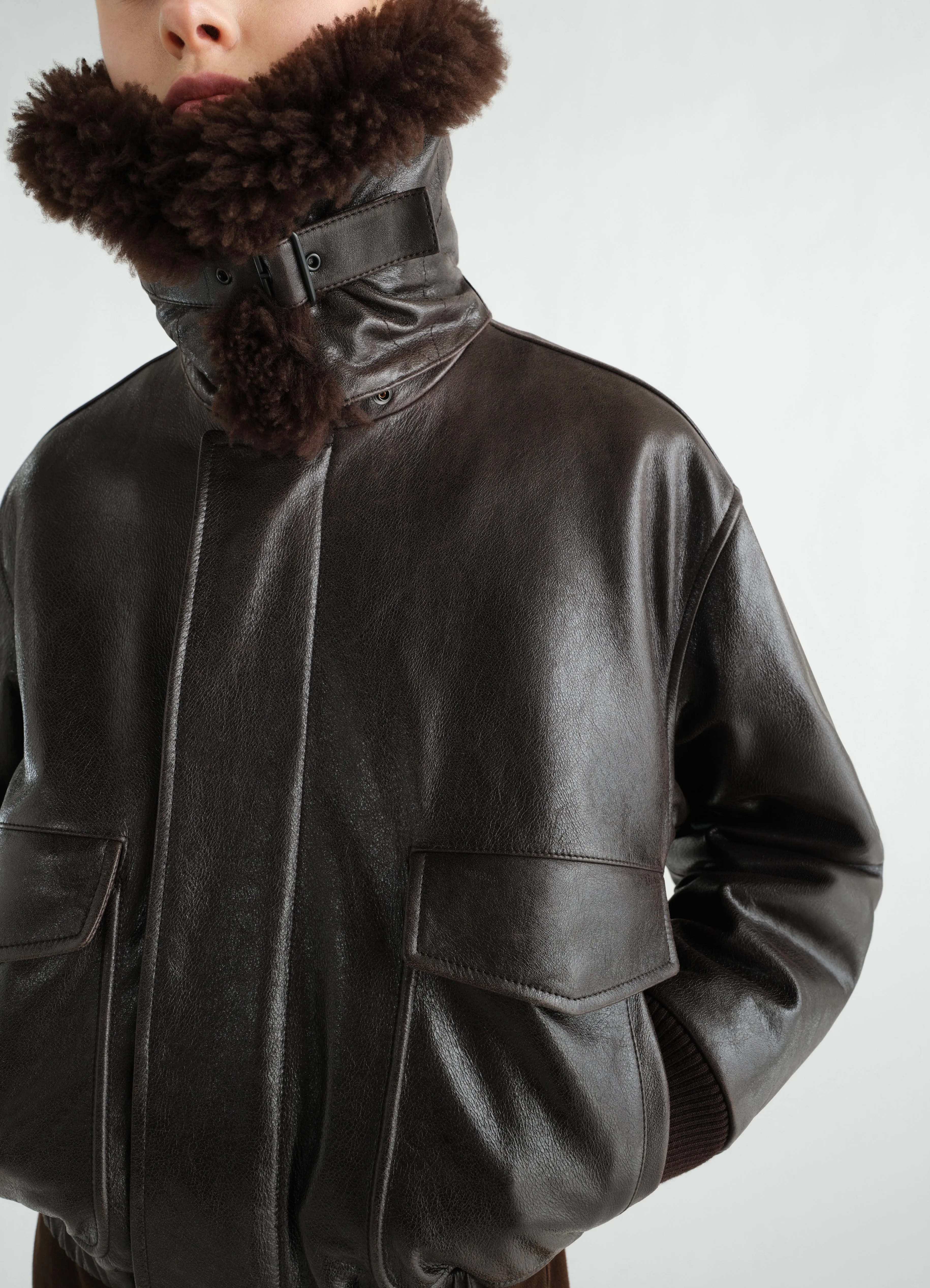 AVIATOR BLOUSON IN SHINY LEATHER sold by Lemaire product image thumbnail 3