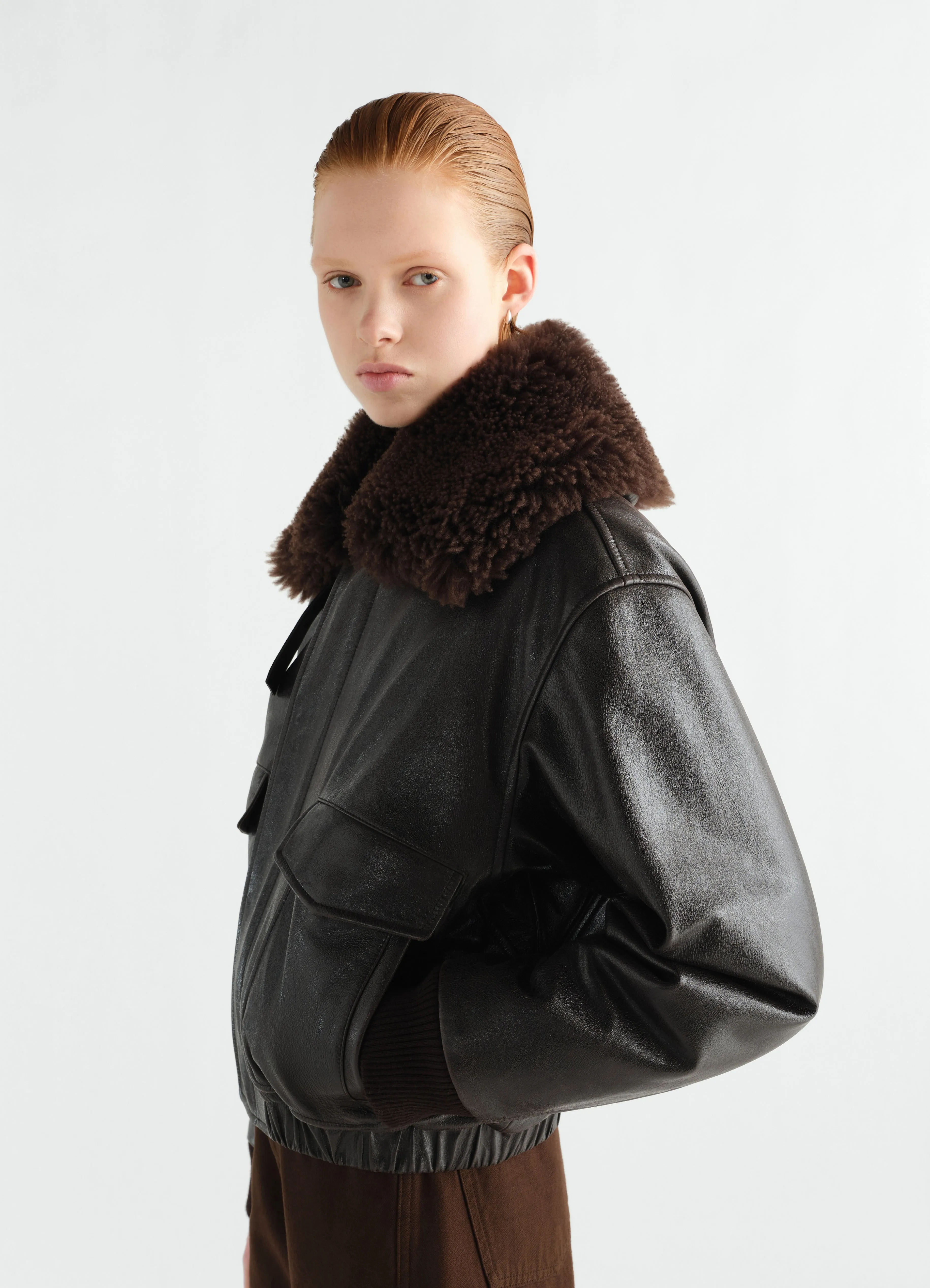AVIATOR BLOUSON IN SHINY LEATHER sold by Lemaire product image thumbnail 2