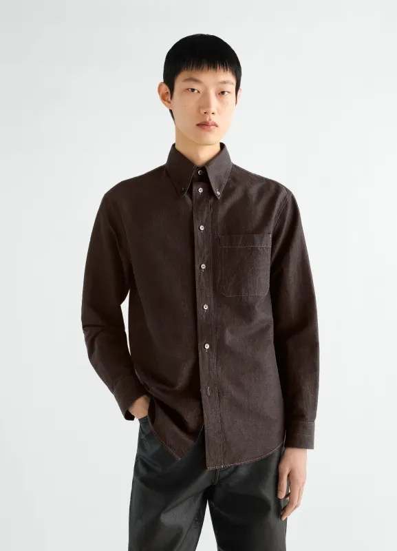 BUTTON-DOWN SHIRT IN LINEN AND COTTON CHAMBRAY made by Lemaire