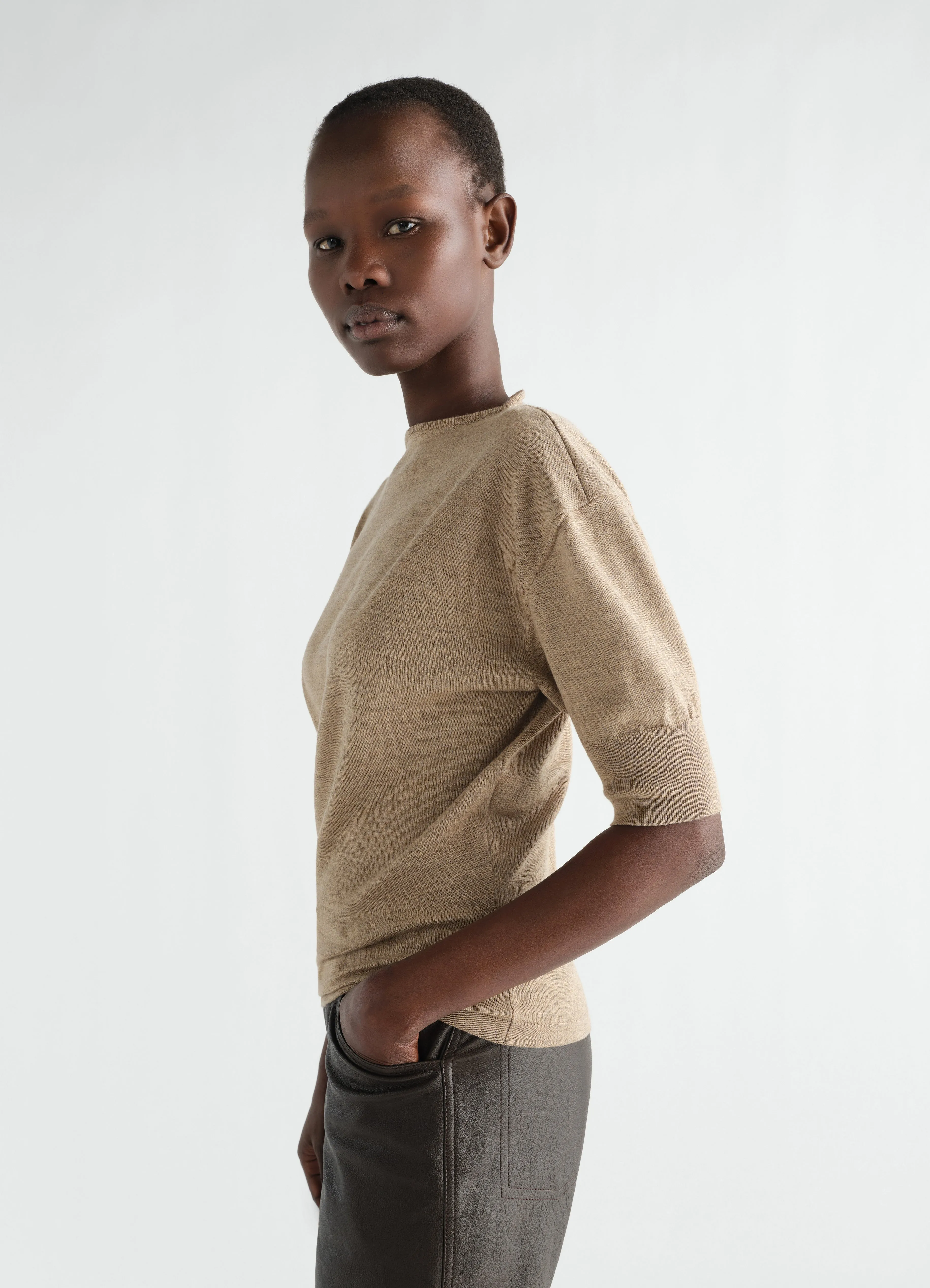 SHORT-SLEEVE SWEATER IN FINE MERINO WOOL sold by Lemaire product image thumbnail 3