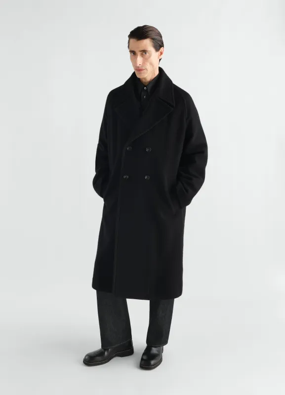 DOUBLE-BREASTED COAT IN FELTED WOOL AND ALPACA BLEND made by Lemaire