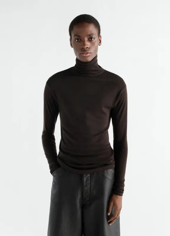 STAND-COLLAR TOP IN WOOL AND SILK JERSEY made by Lemaire