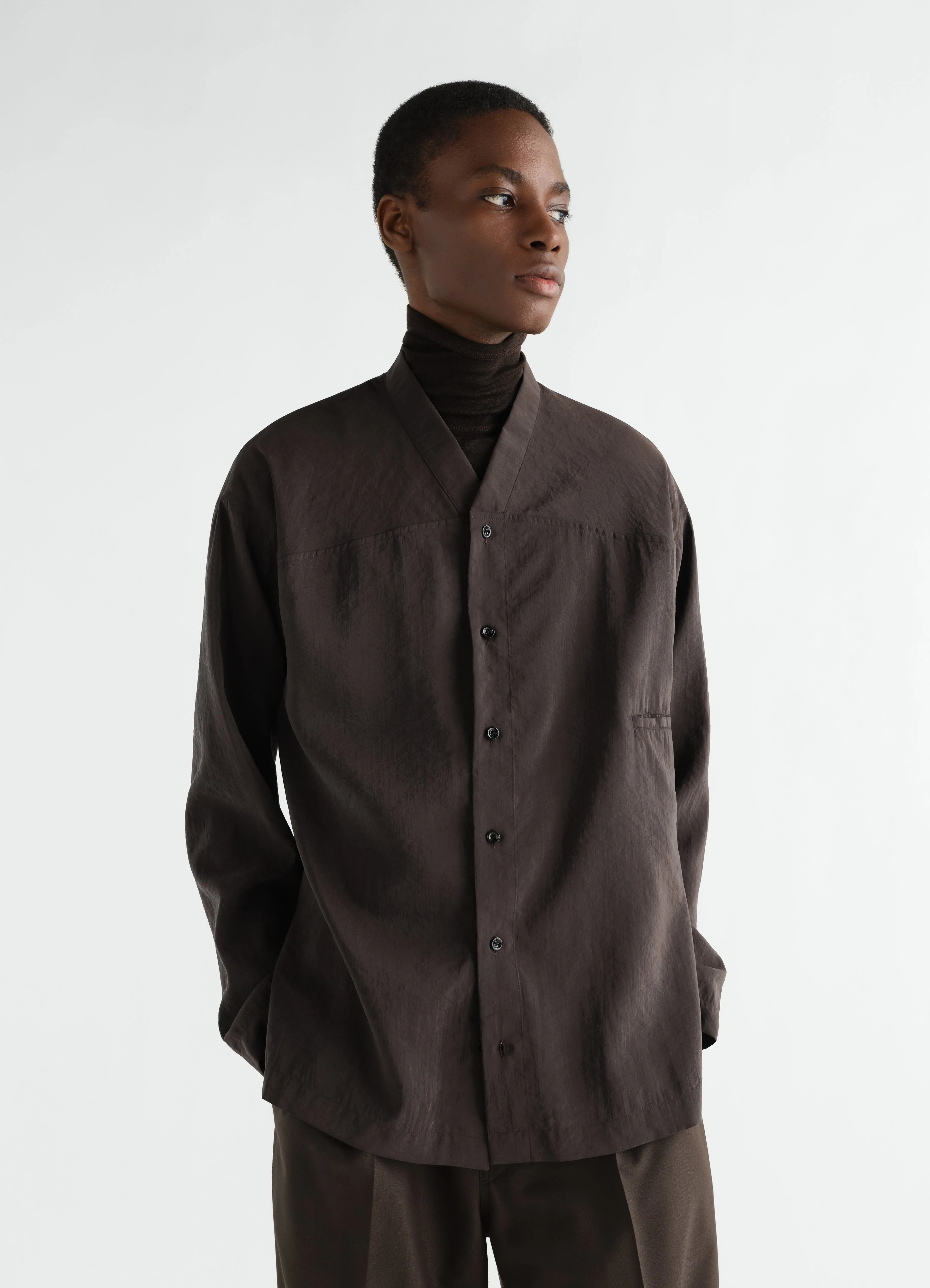 V-NECK SHIRT IN DRY SILK sold by Lemaire
