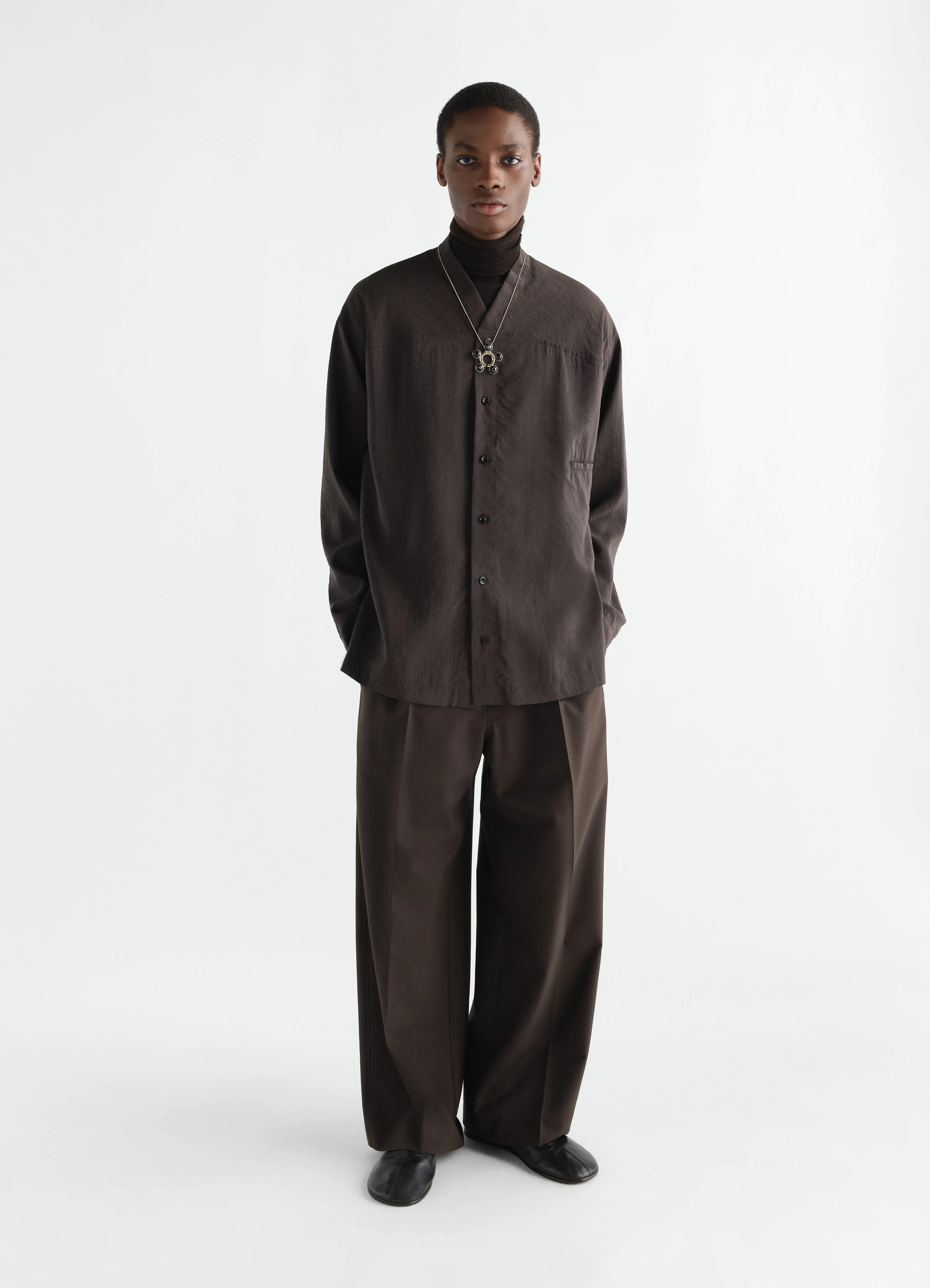 V-NECK SHIRT IN DRY SILK sold by Lemaire product image thumbnail 2