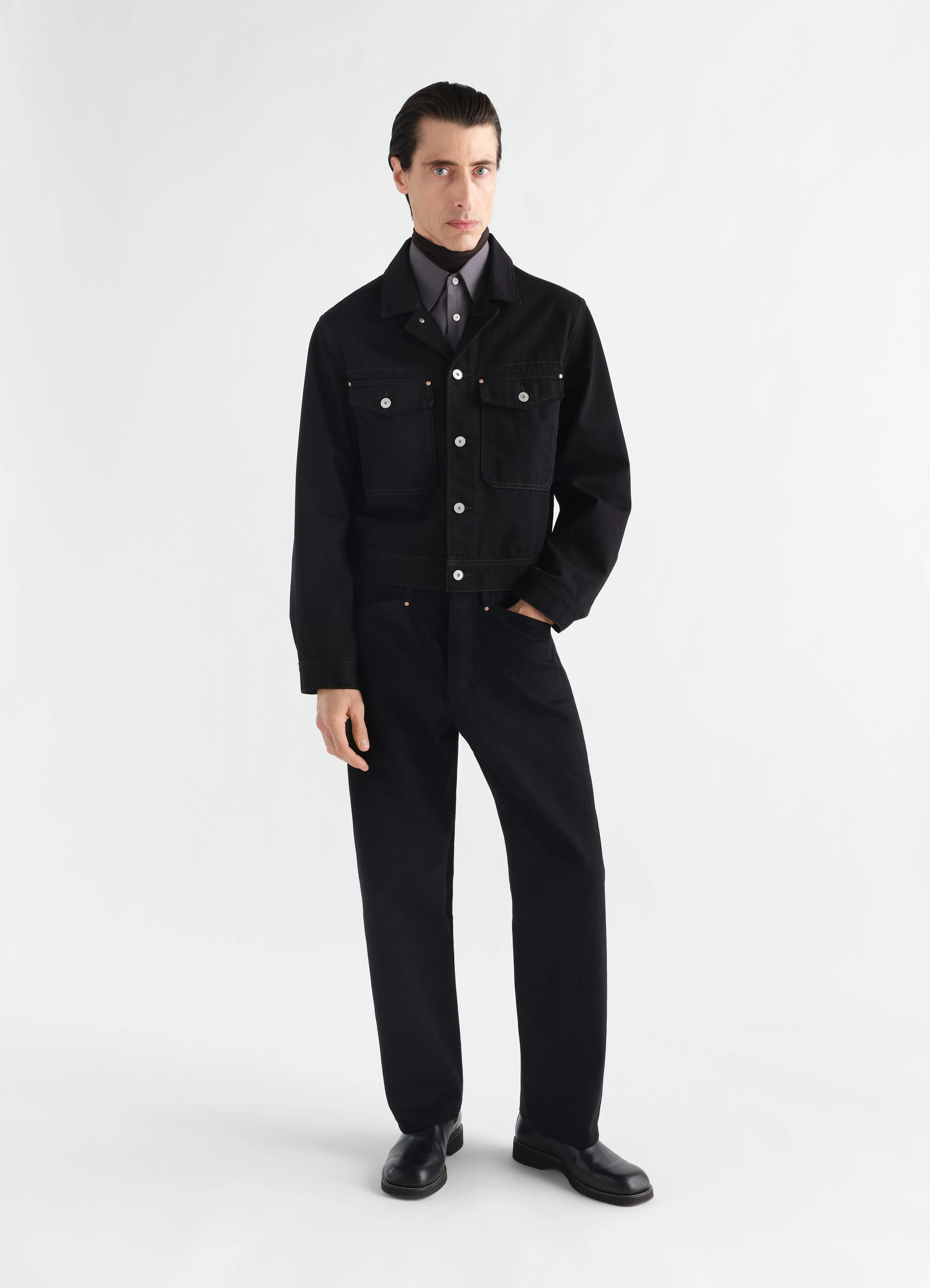 TRUCKER JACKET IN HEAVY BLACK DENIM sold by Lemaire product image thumbnail 2