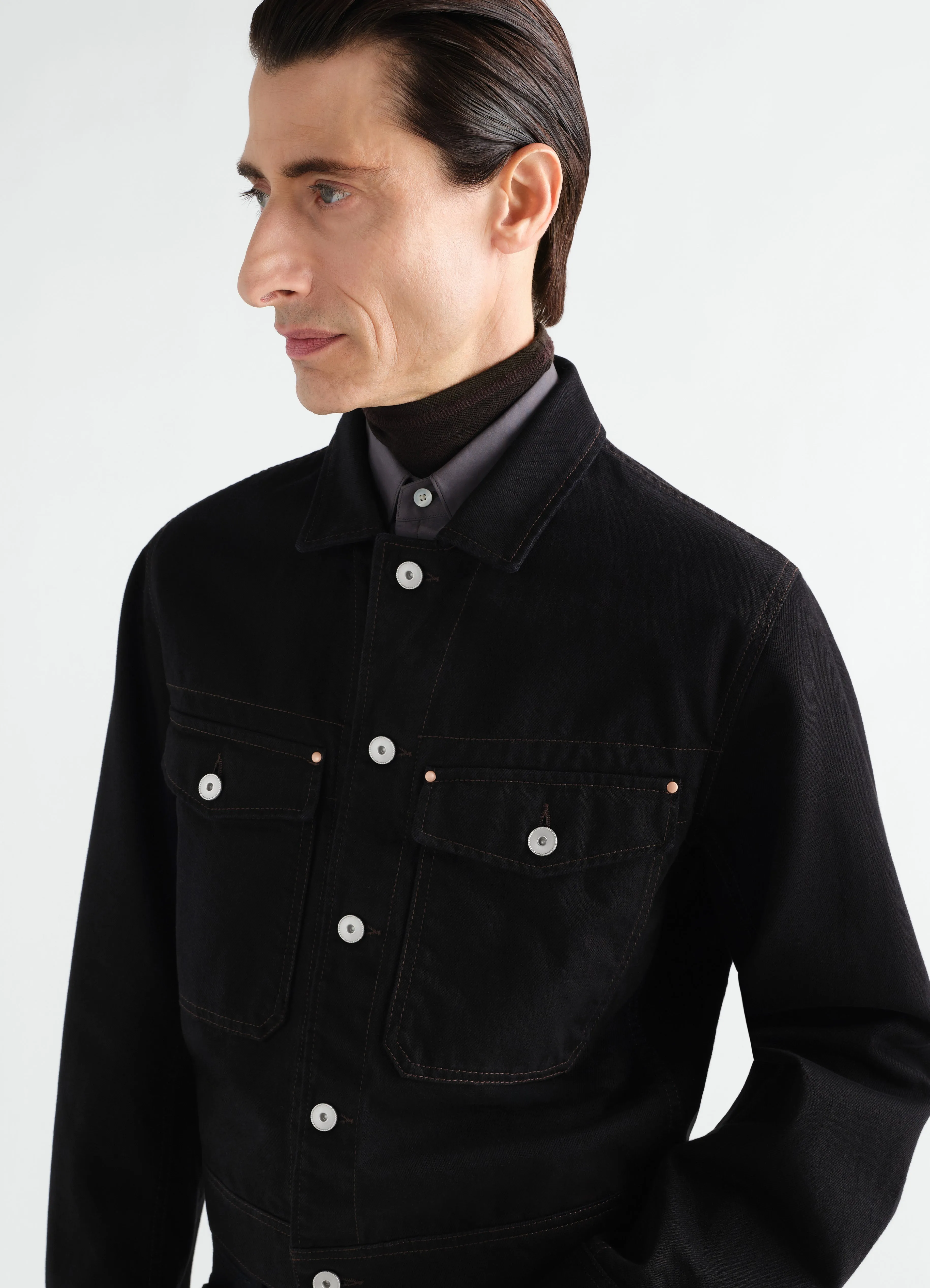 TRUCKER JACKET IN HEAVY BLACK DENIM sold by Lemaire product image thumbnail 3