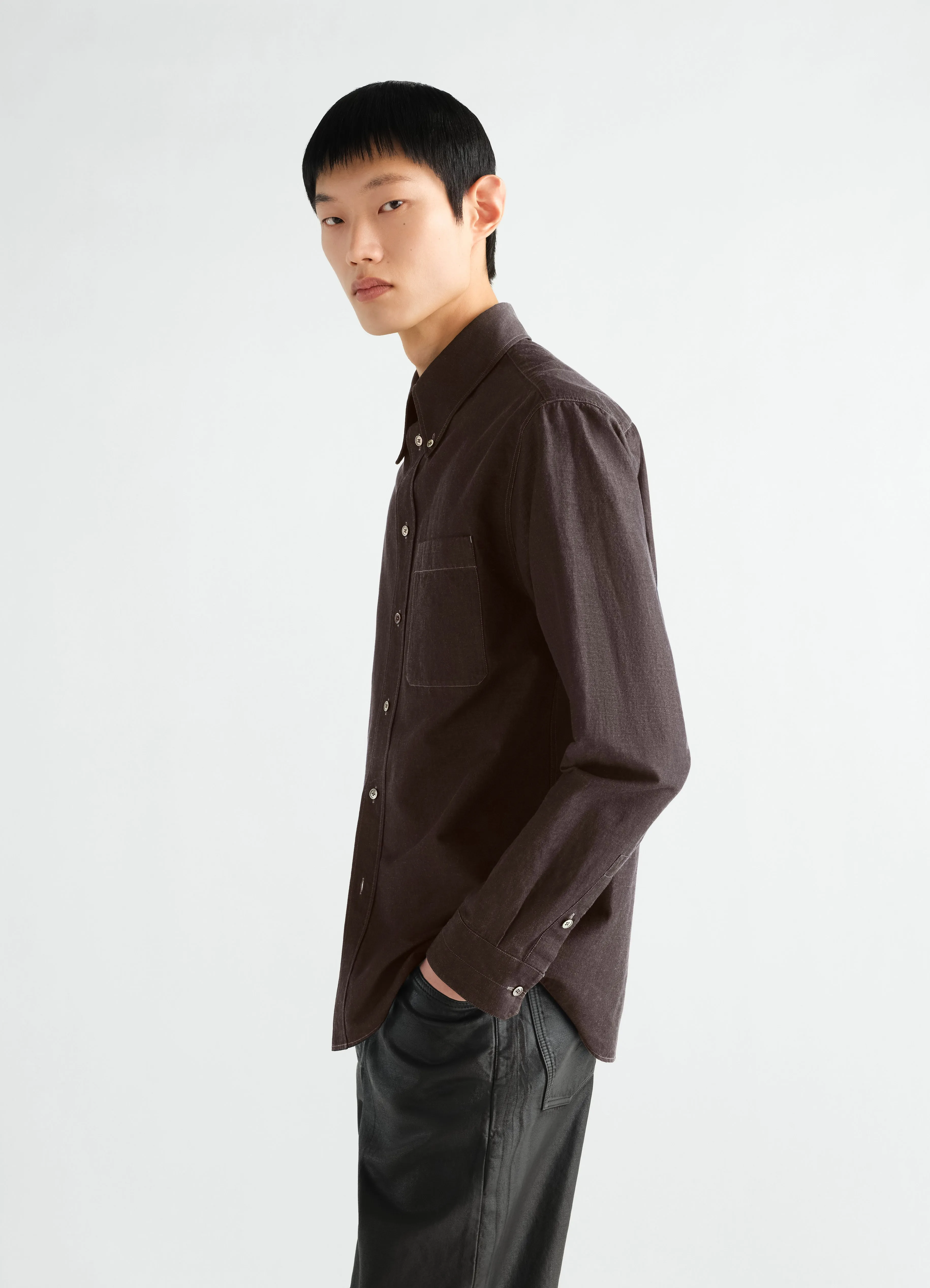 BUTTON DOWN SHIRT IN COTTON LINEN CHAMBRAY sold by Lemaire product image thumbnail 3