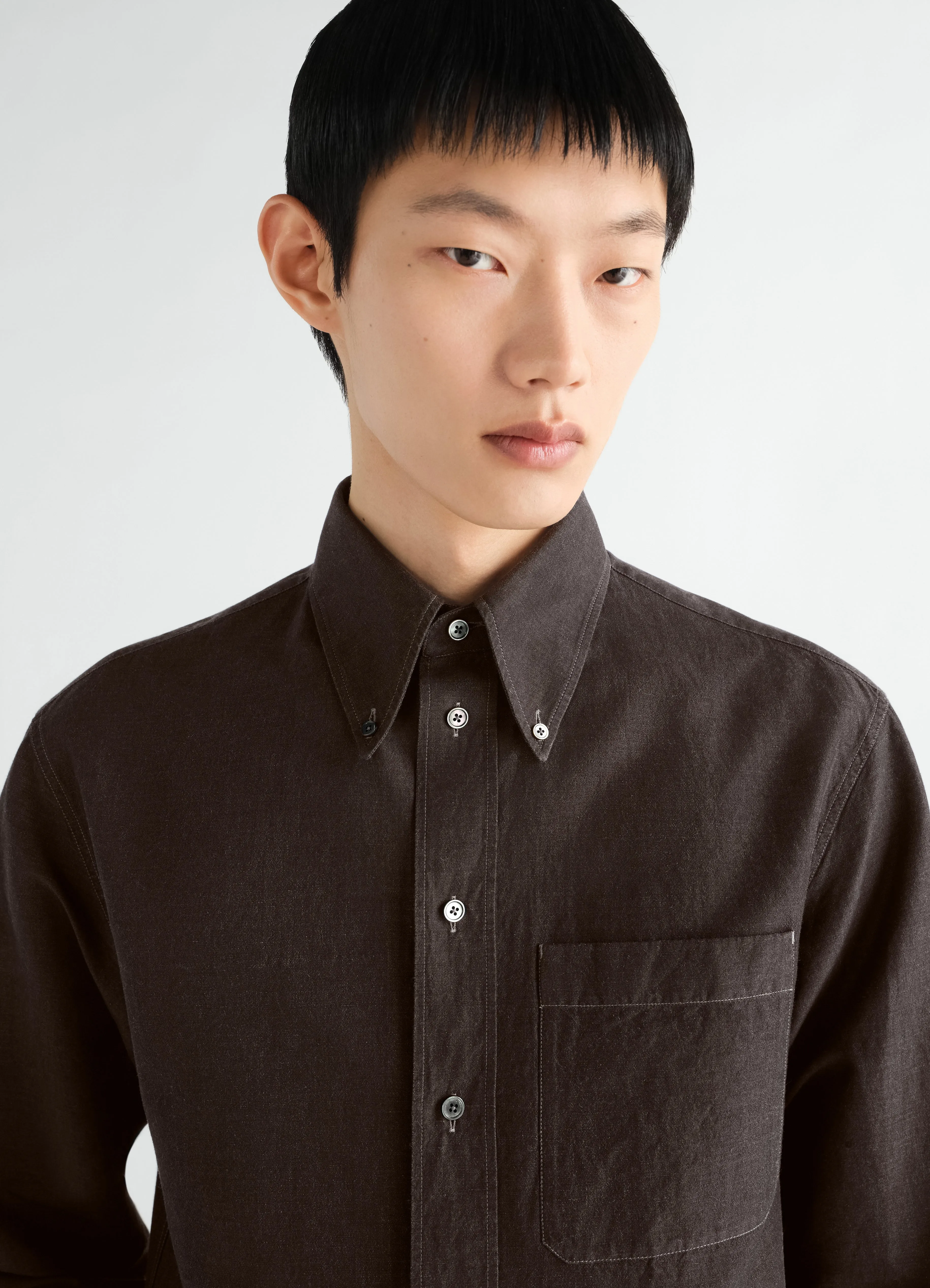 BUTTON DOWN SHIRT IN COTTON LINEN CHAMBRAY sold by Lemaire product image thumbnail 4