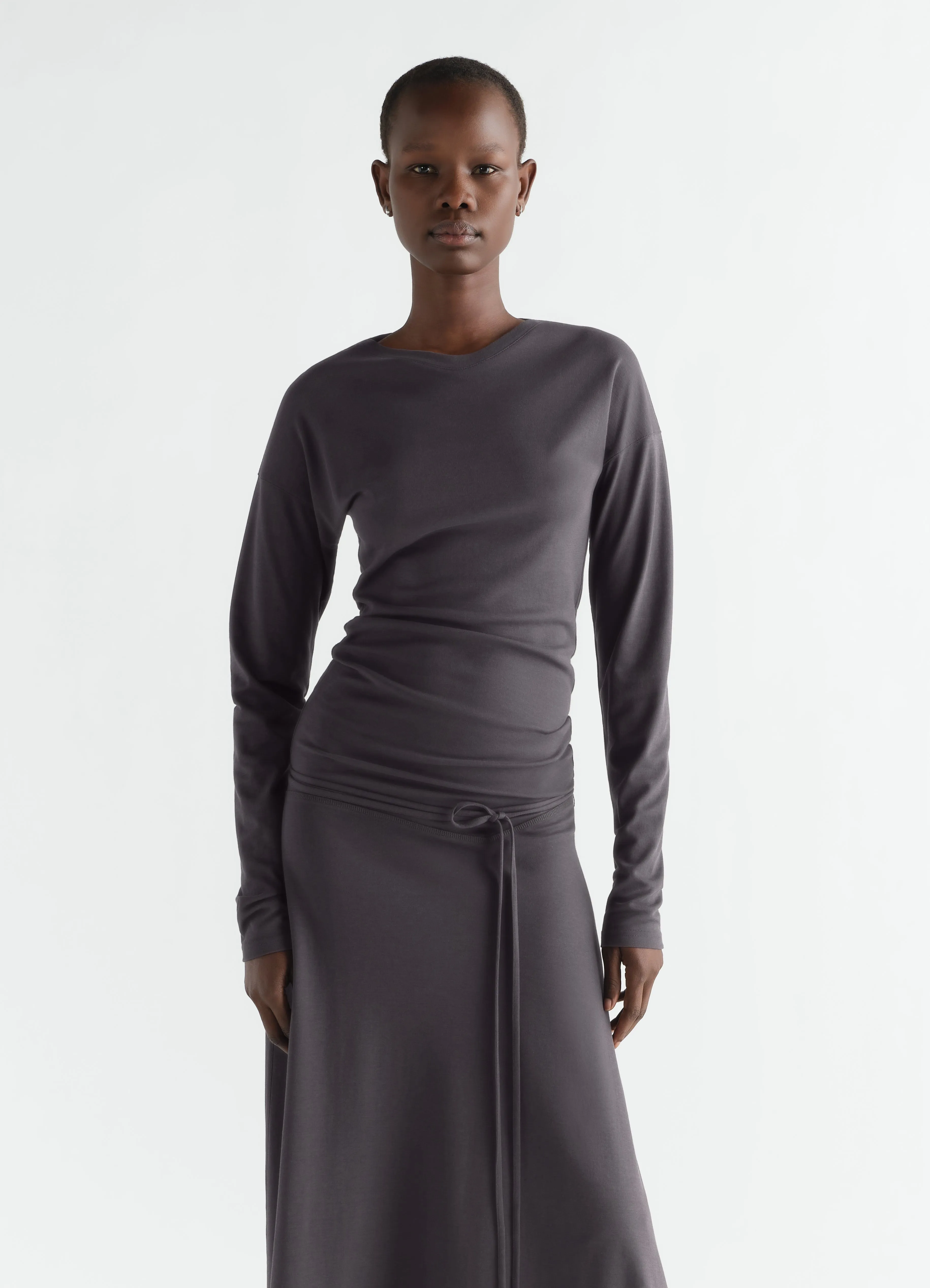 LONG SLEEVE FLUID DRESS IN SILKY CREPE JERSEY sold by Lemaire product image thumbnail 2