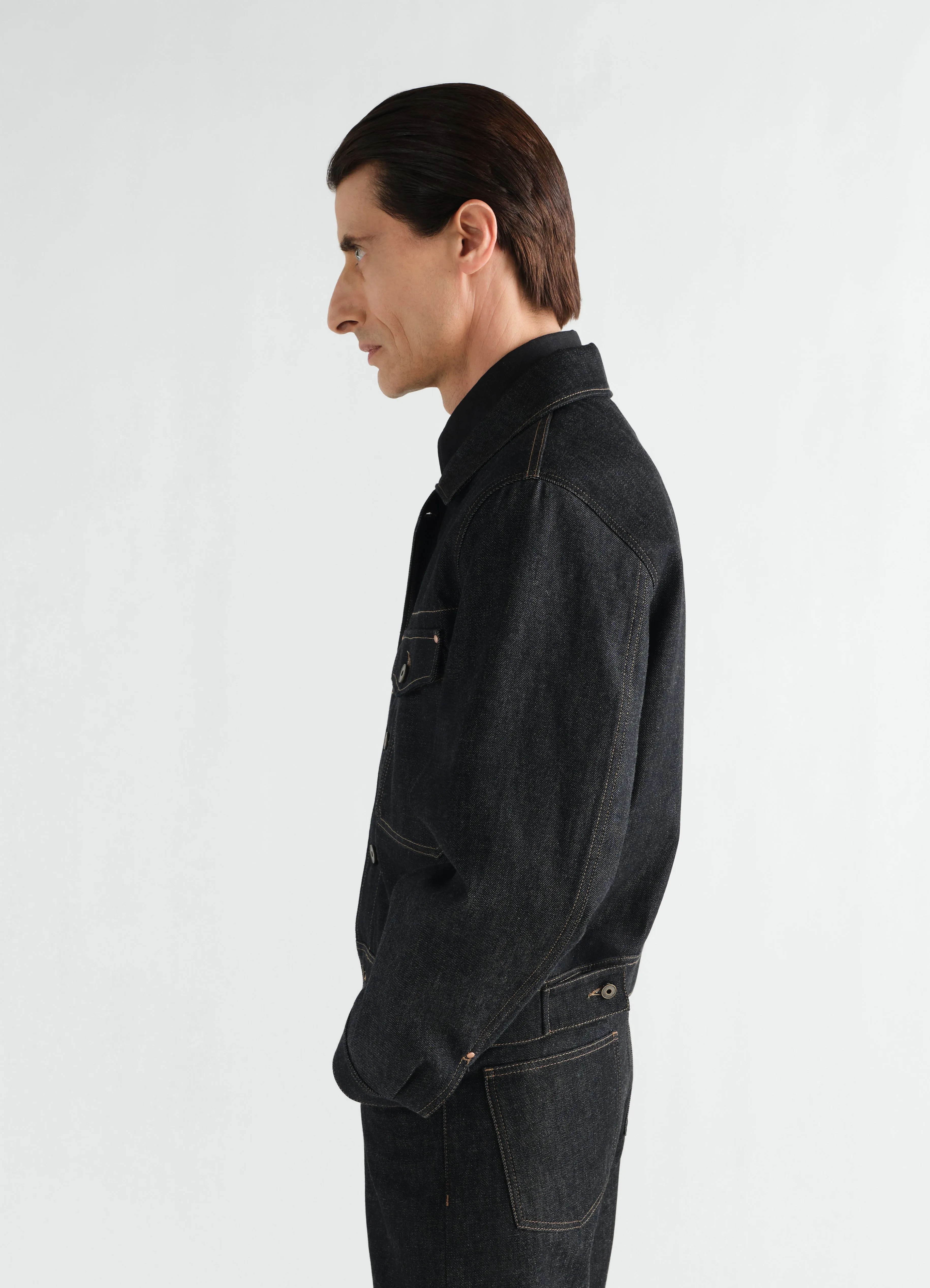 TRUCKER JACKET IN HEAVY SLATE DENIM sold by Lemaire product image thumbnail 3