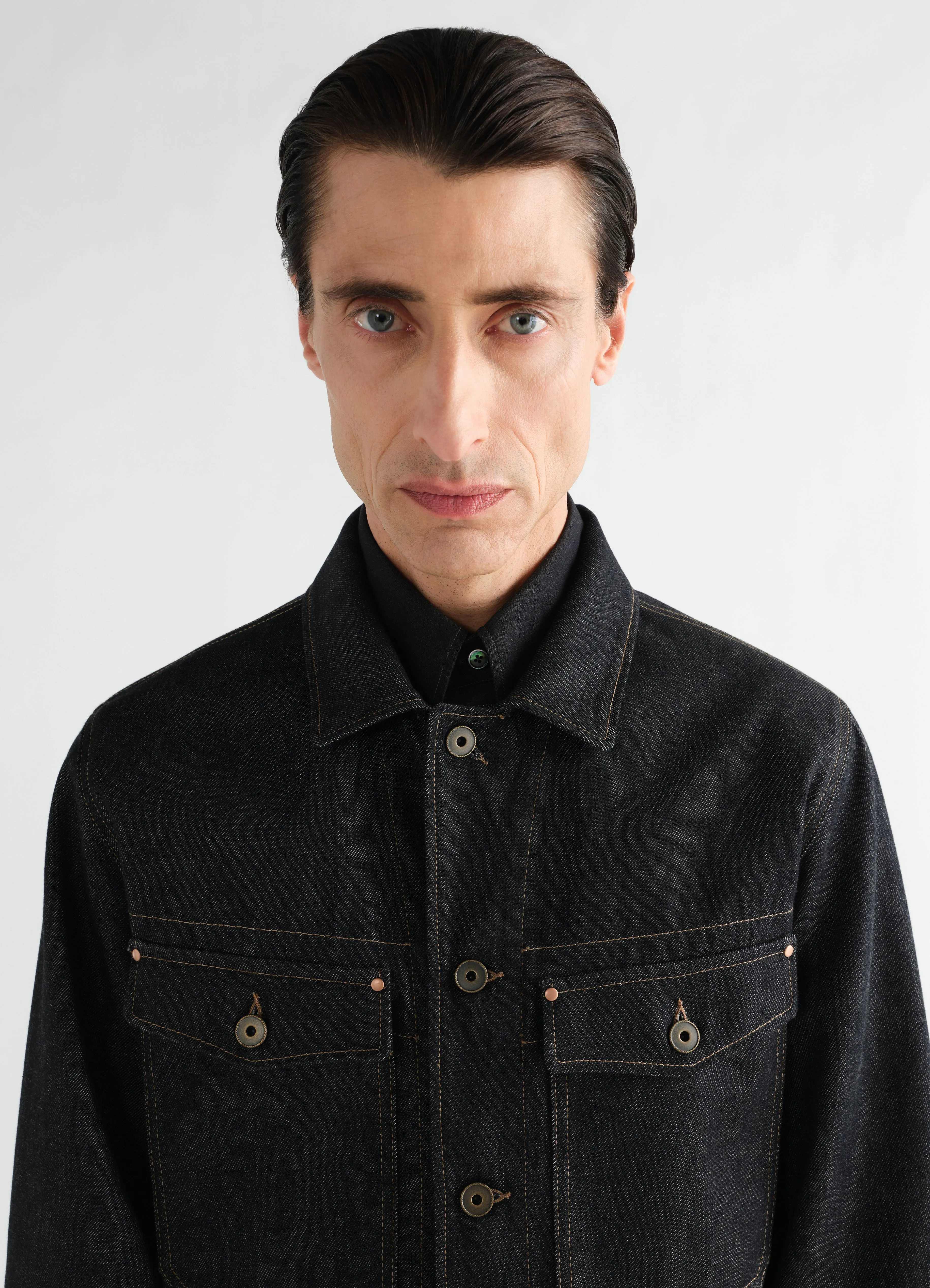 TRUCKER JACKET IN HEAVY SLATE DENIM sold by Lemaire product image thumbnail 4