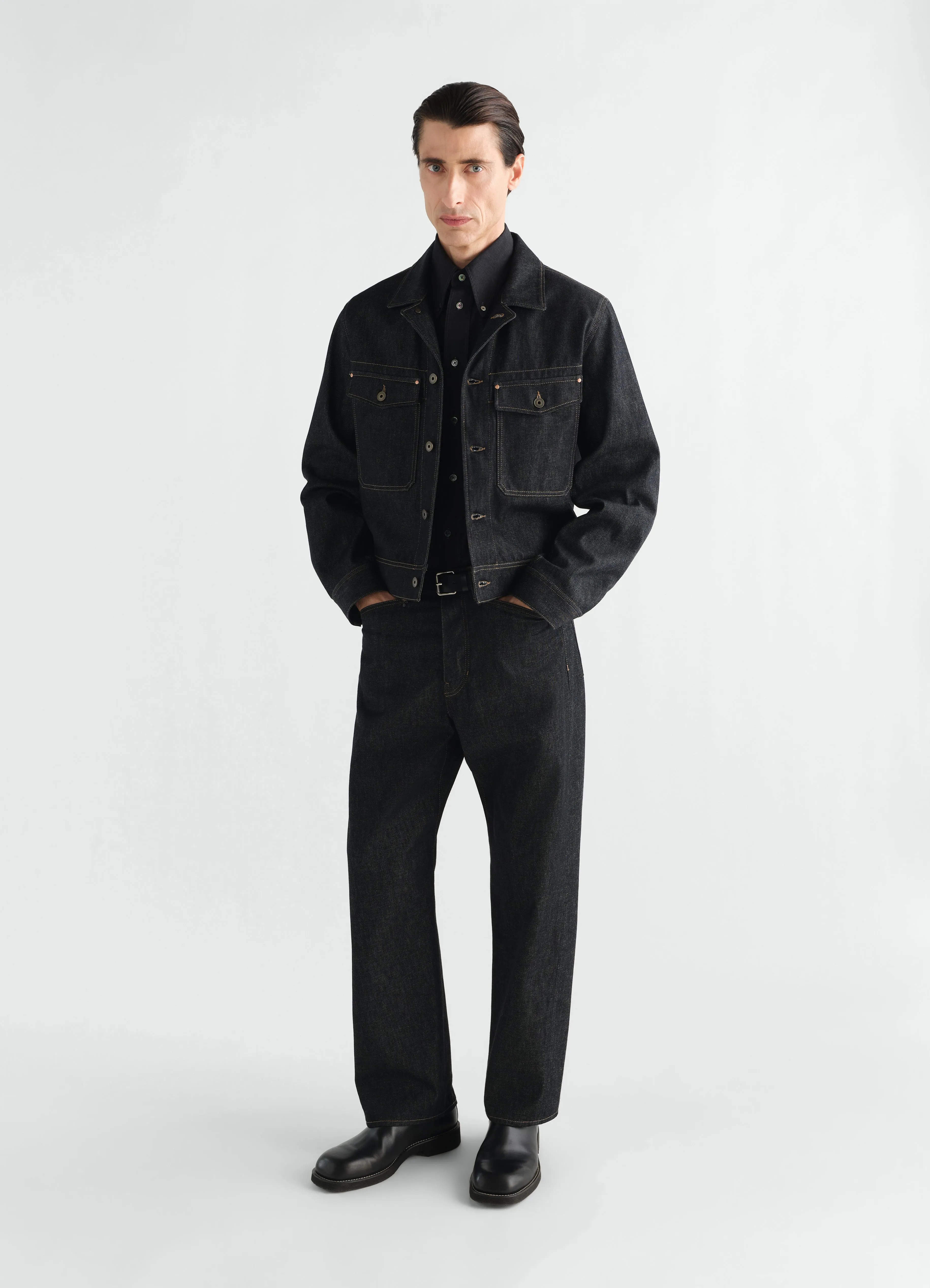 TRUCKER JACKET IN HEAVY SLATE DENIM sold by Lemaire product image thumbnail 2