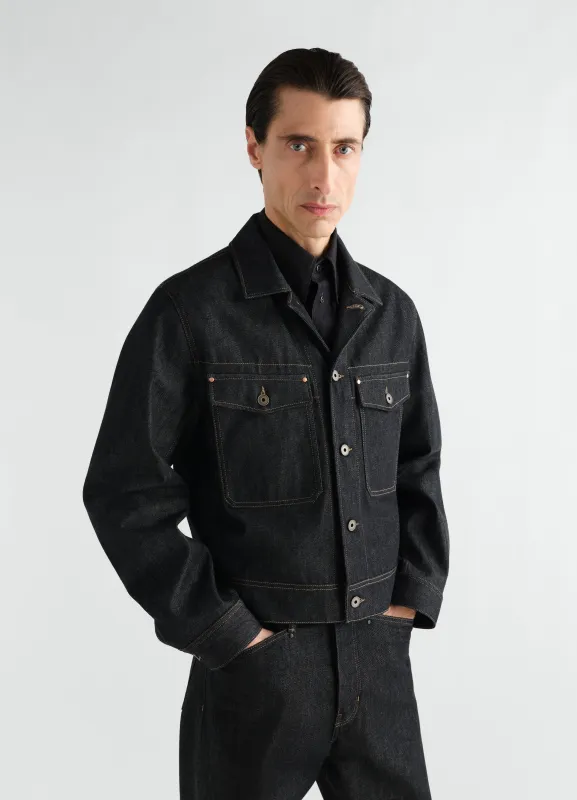 TRUCKER JACKET IN HEAVY SLATE DENIM made by Lemaire