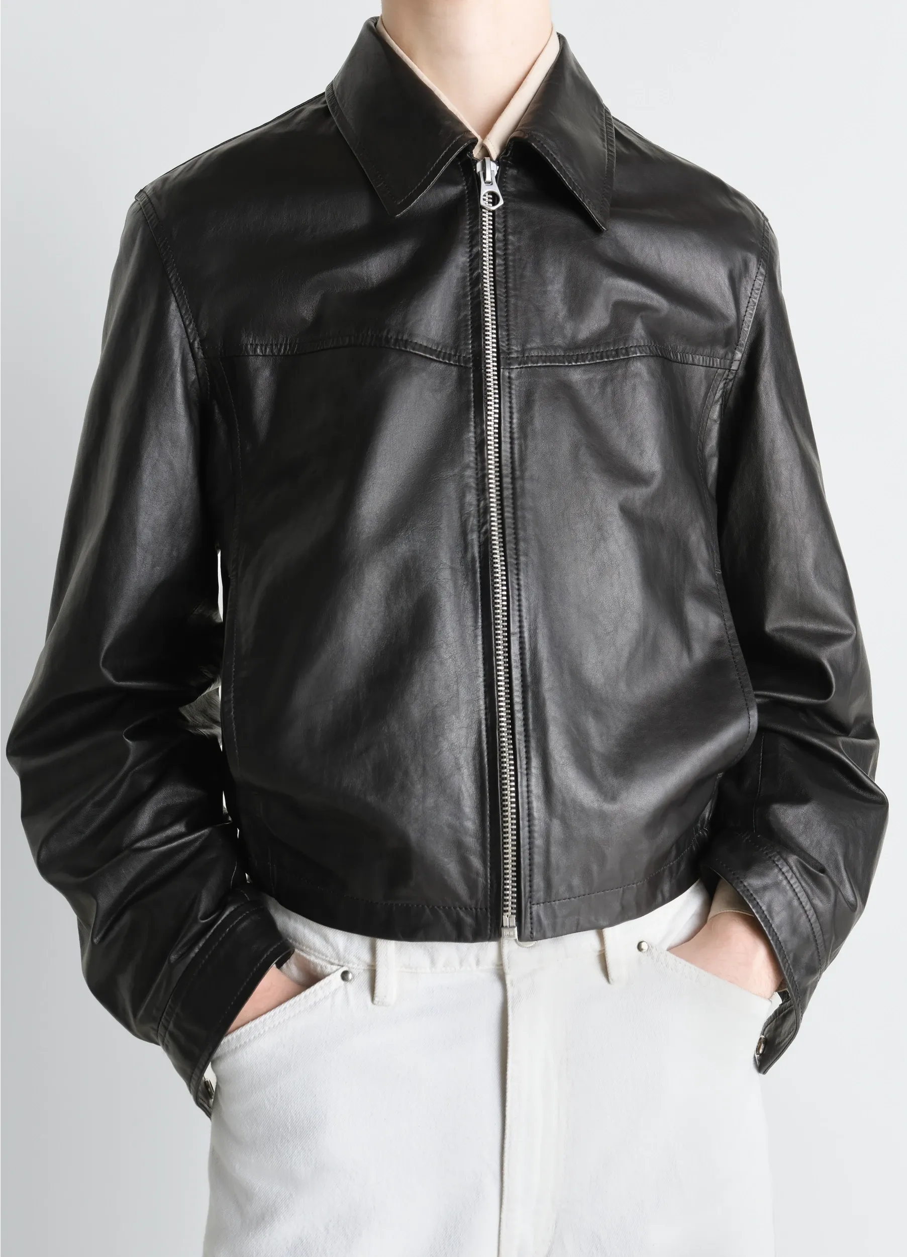 BIKER BLOUSON IN PAPER COW LEATHER sold by Lemaire product image thumbnail 3
