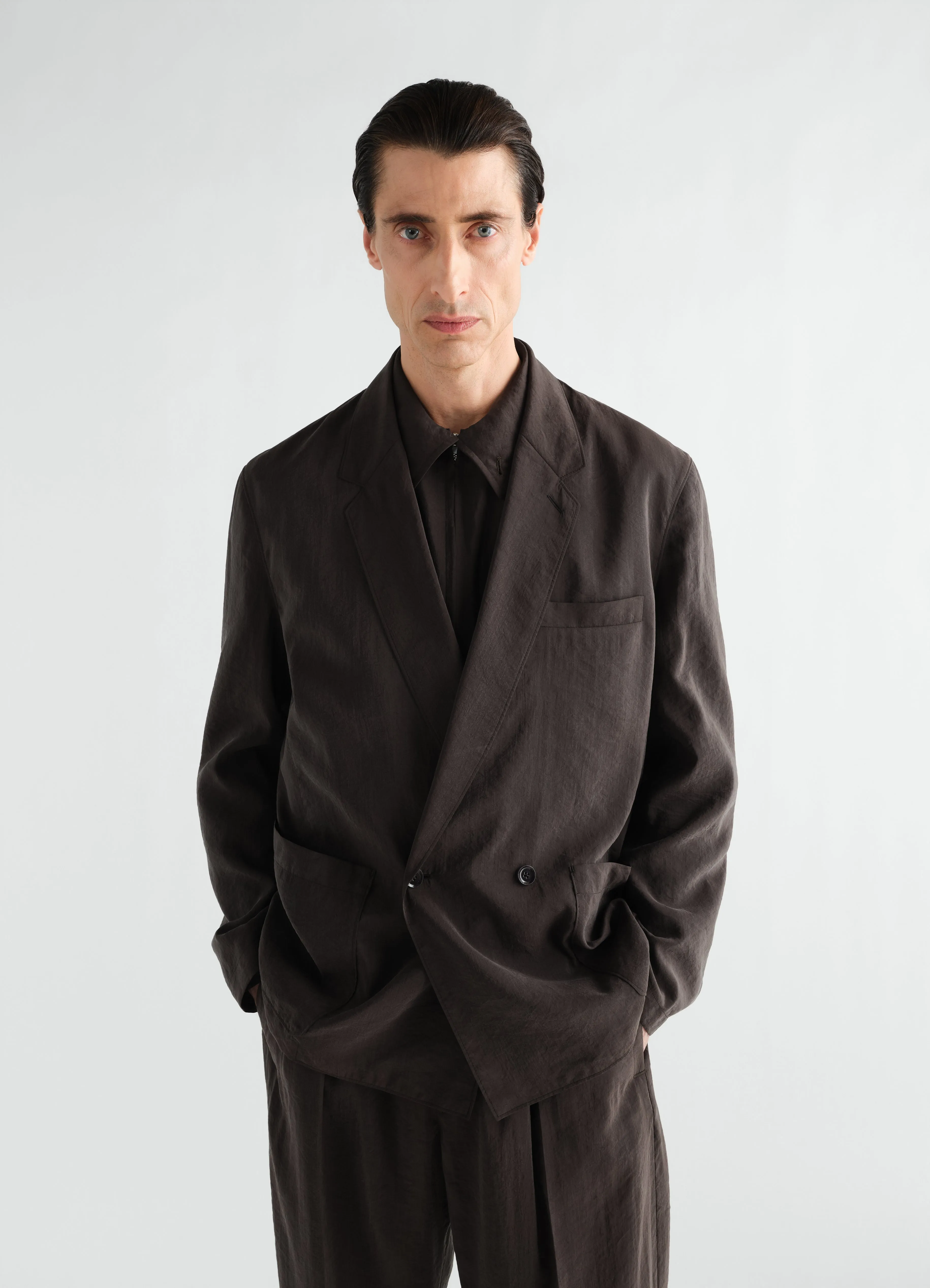 SOFT DOUBLE-BREASTED JACKET IN DRY SILK sold by Lemaire